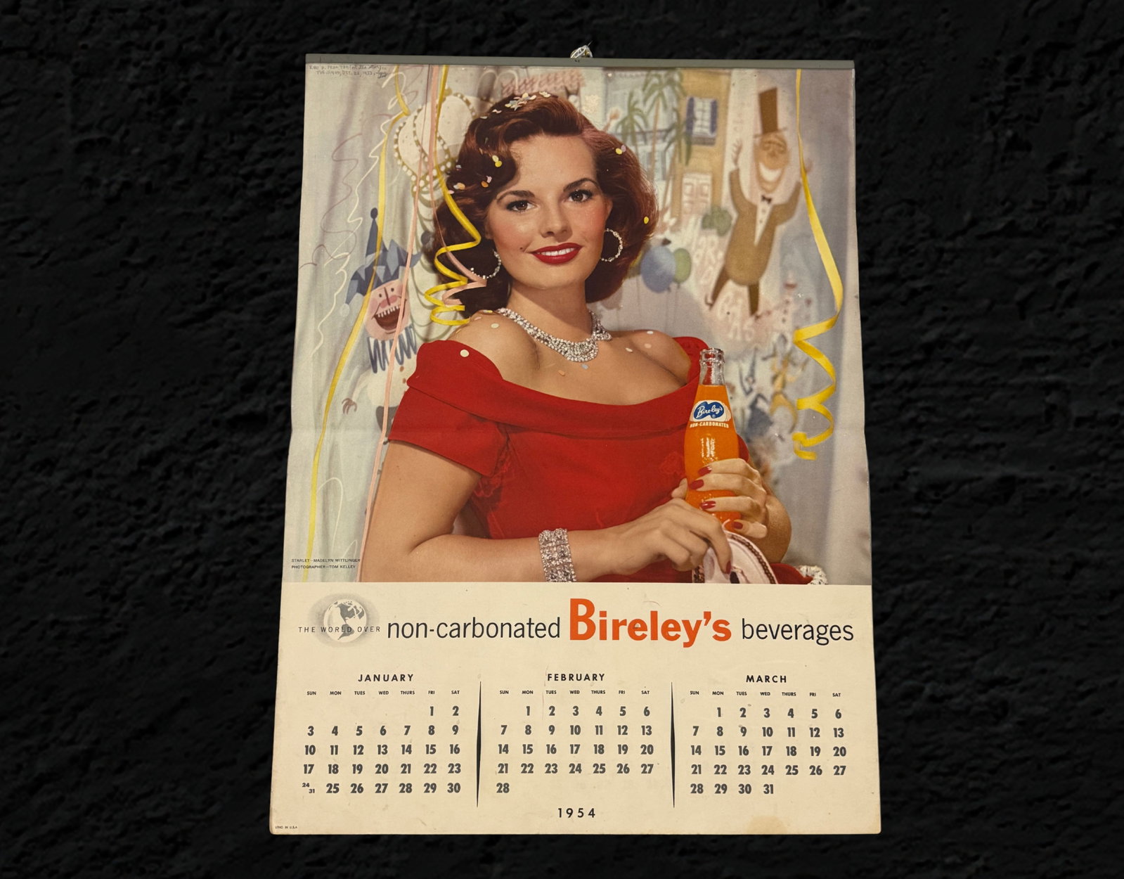 Bireley's Soda 1954 Paper Calendar Diet Rite Ad - 3