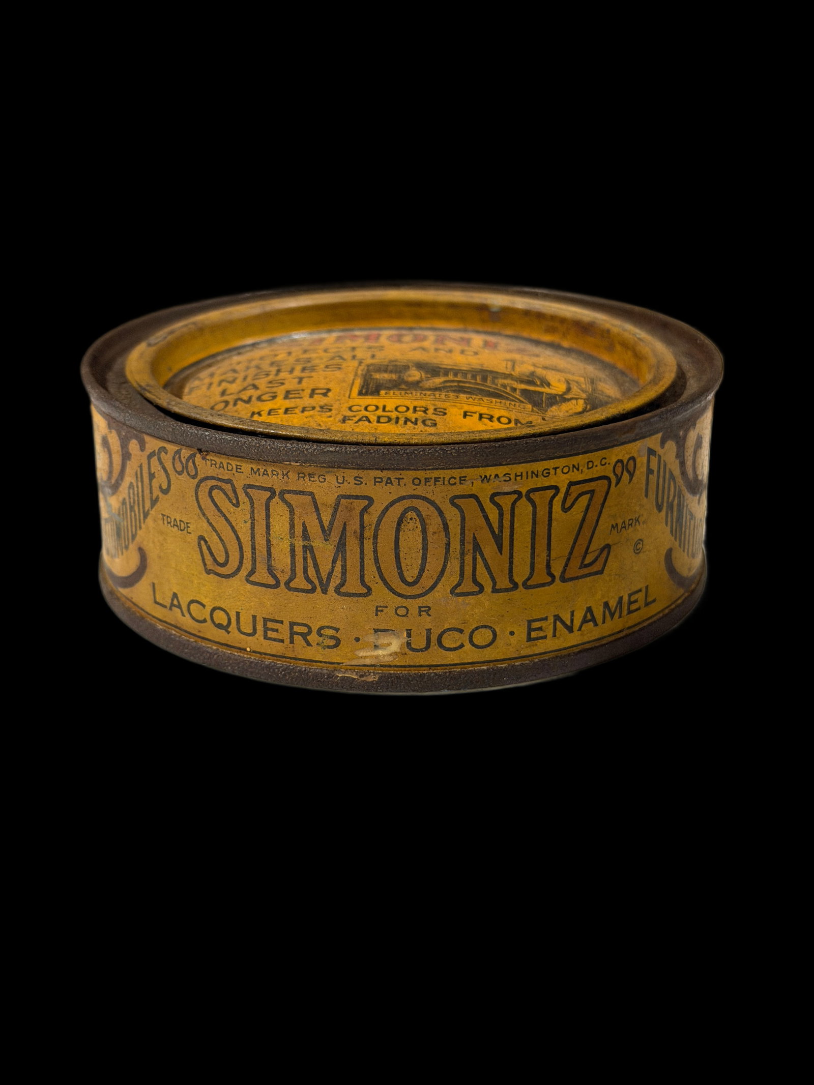 Simoniz Protects All Finishes Wax Can: Very aged condition. " H. All items are eligible for free delivery to Rustbelt Americana in East Moline, IL on 8/6-7 or other shows that Richmond Auctions attends. Size " H Medium Metal