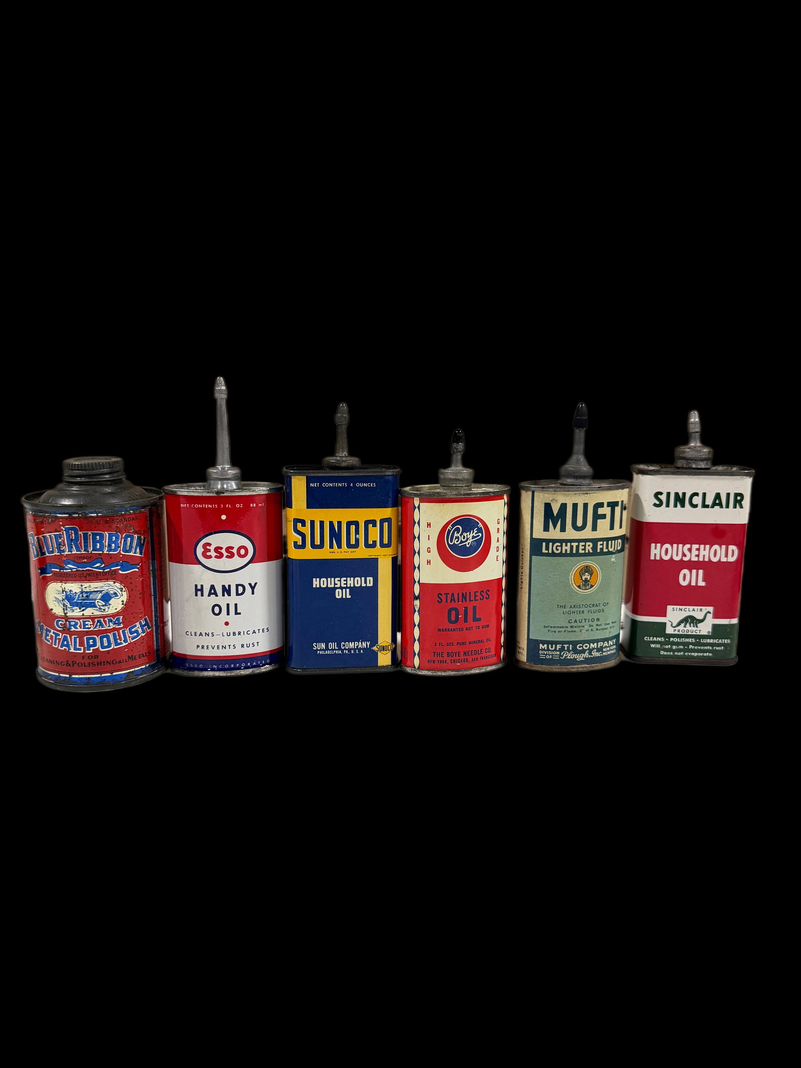 Mixed Lot Of Esso Sunoco Boye Mufti Sinclair Oil Oilers: Mixed offering of oilers. " H. All items are eligible for free delivery to Rustbelt Americana in East Moline, IL on 8/6-7 or other shows that Richmond Auctions attends. Size " H Medium Metal