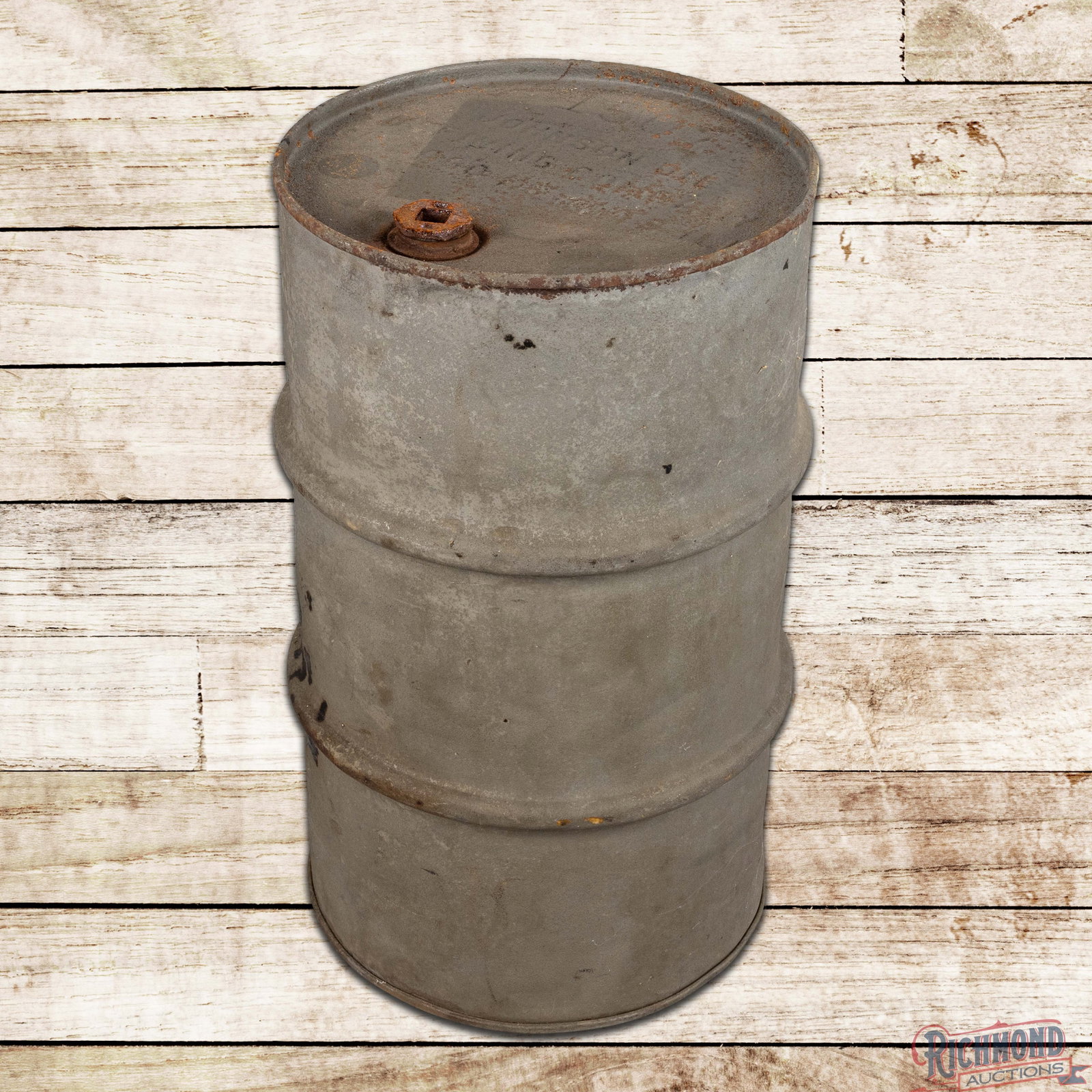 Johnson Oil Refining Co. Empty 25 Gallon Metal Drum Can (1 of 4)
