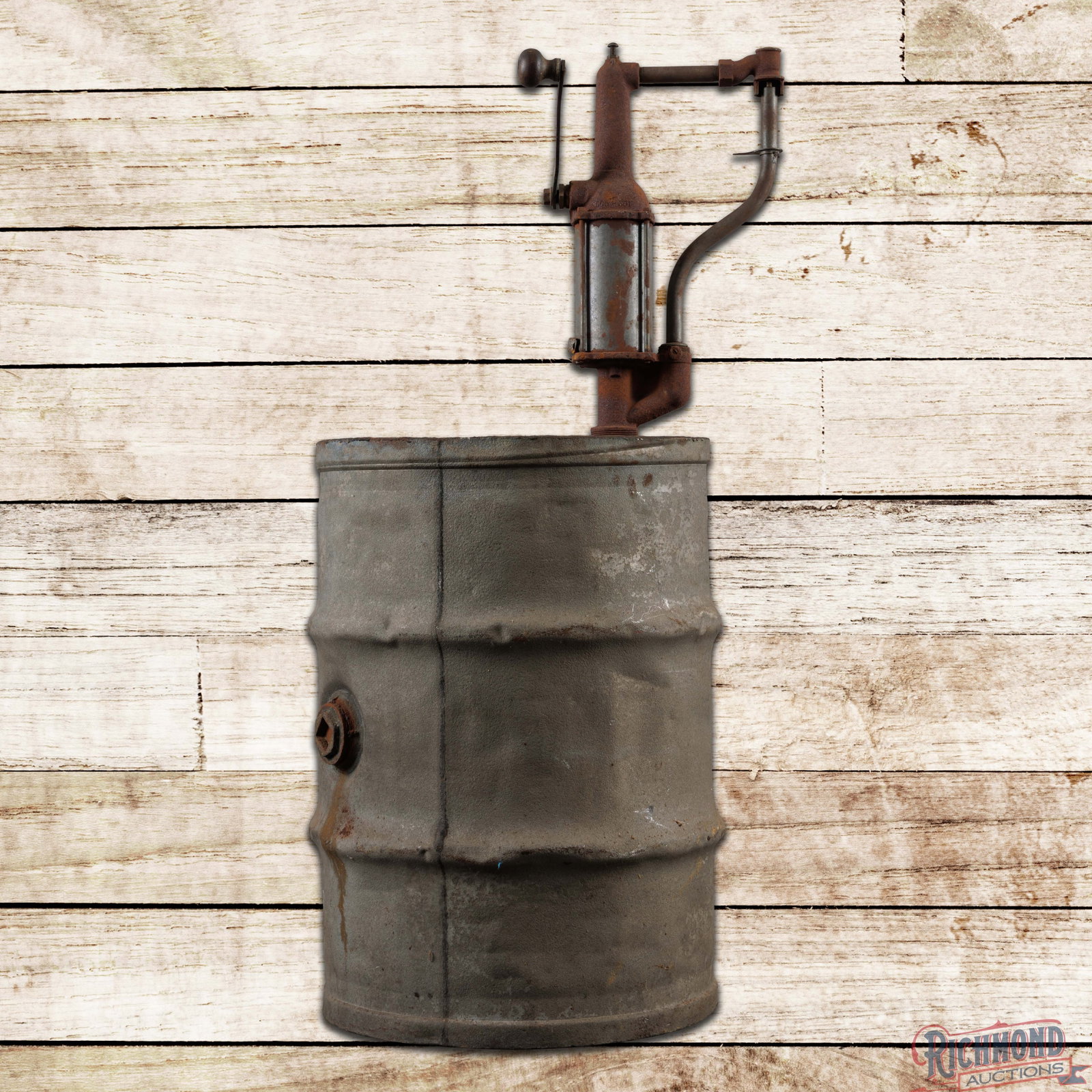 Johnson Oil Refining Co Emb. Oil Barrel Drum w/ Pump (1 of 4)
