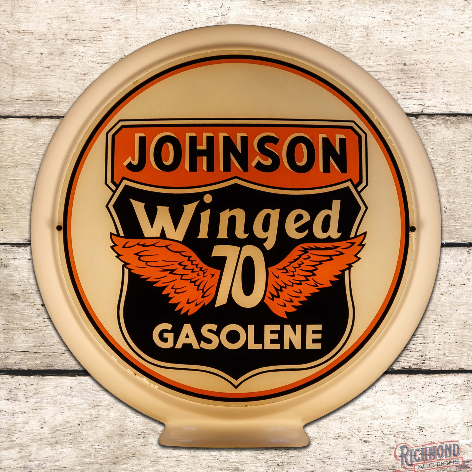Johnson Winged 70 Gasolene 13.5" Single Lens w/ Wide Milk Glass Body (1 of 6)