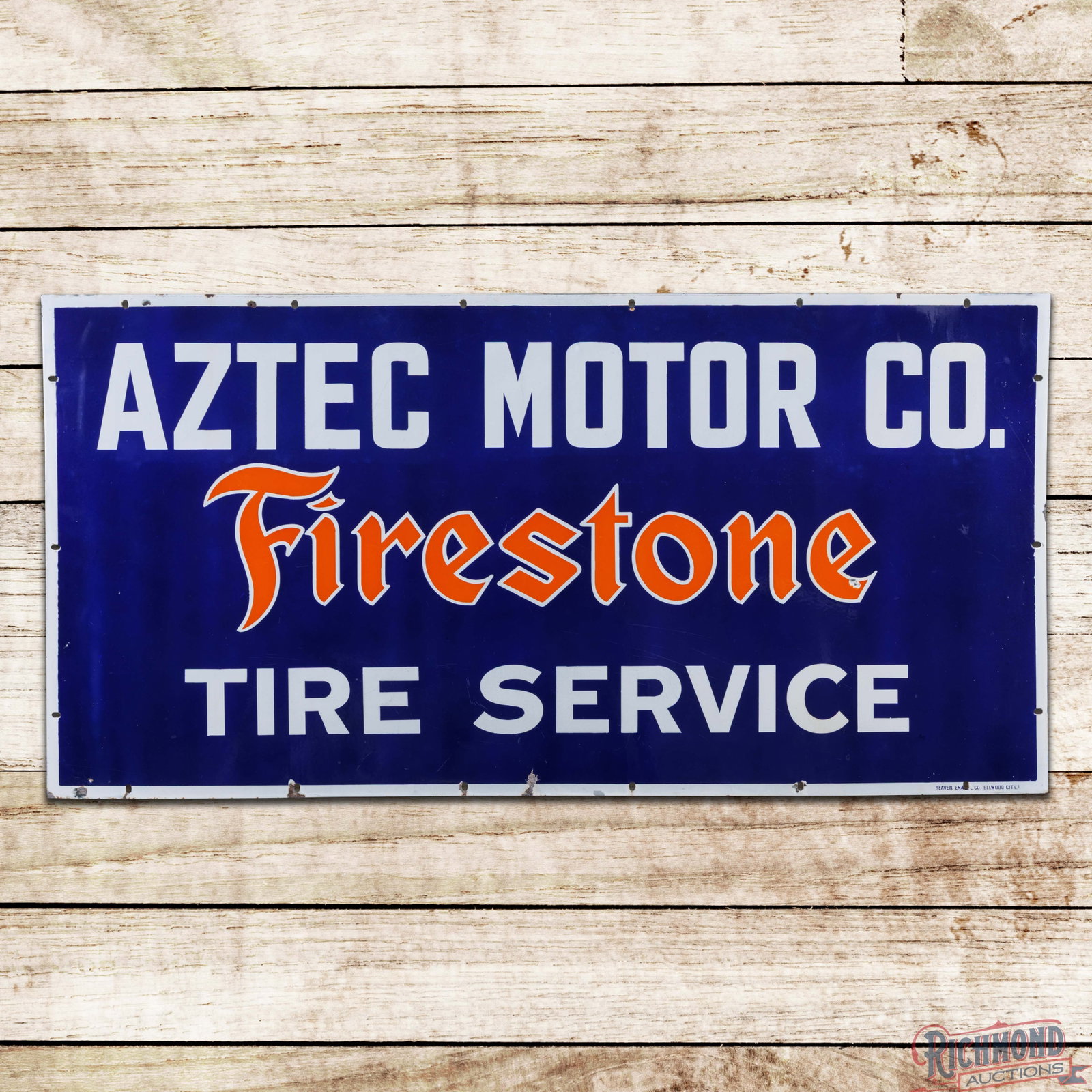 Aztec Motor Co. Firestone Tire Service 5' SSP Sign (1 of 3)