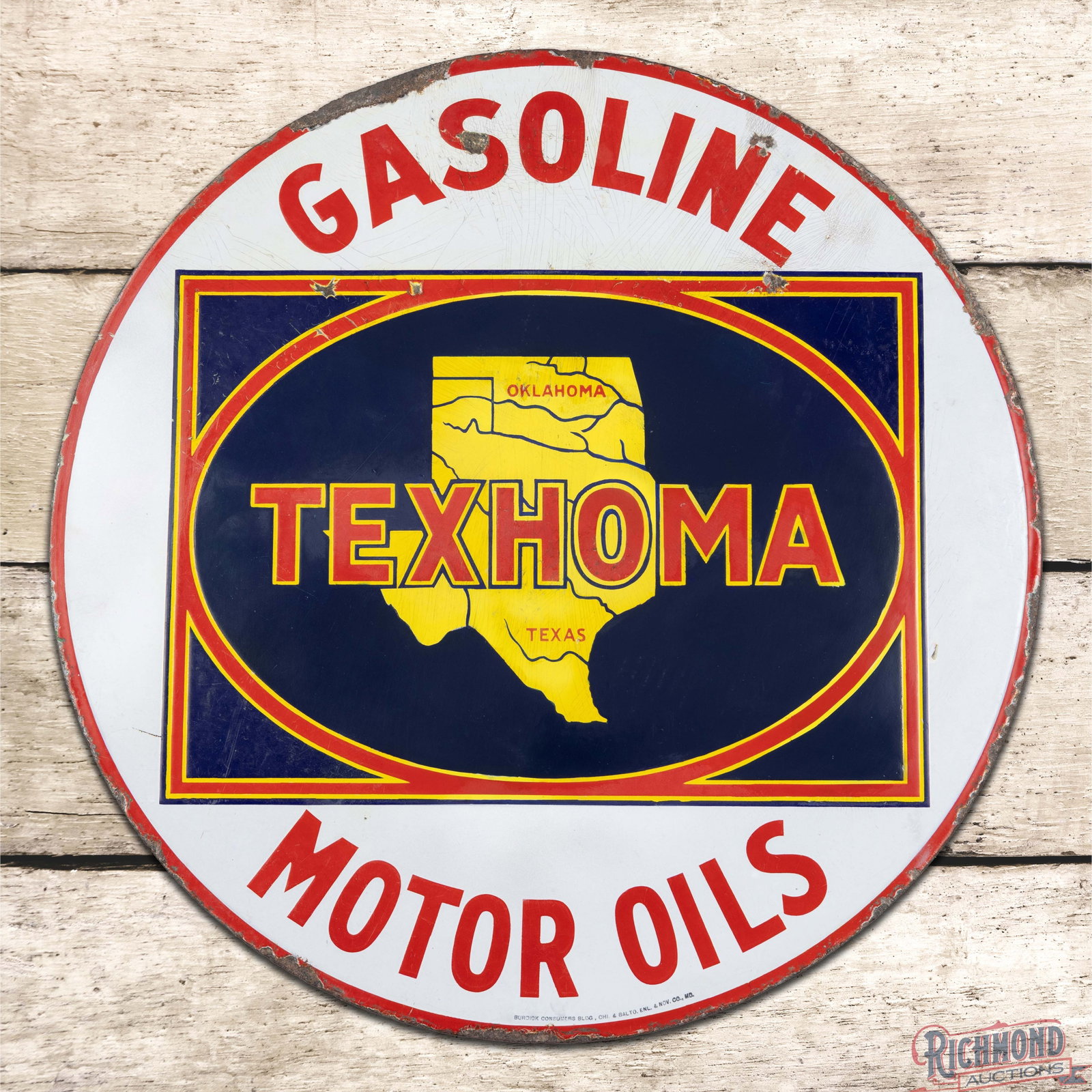 Rare Texhoma Gasoline Motor Oils 24" DSP Sign (1 of 3)