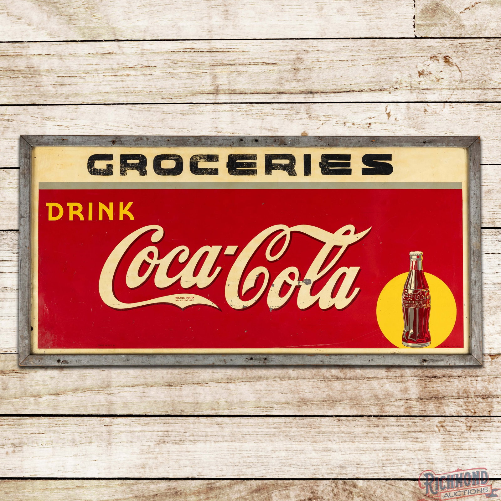 Drink Coca Cola "Groceries" 6' SST Sign w/ Bottle in Sun Logo (1 of 3)