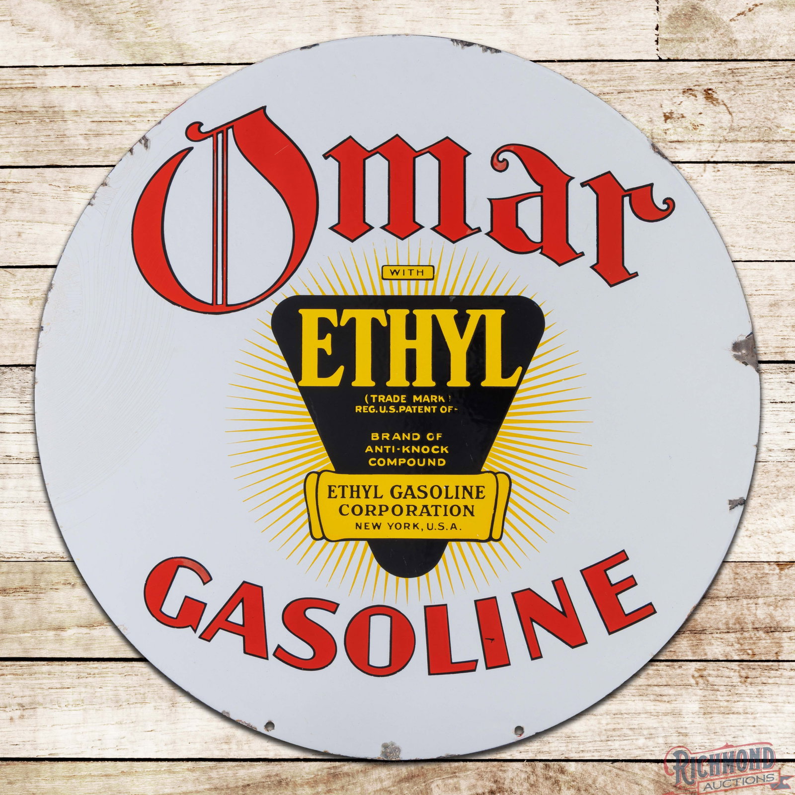 Omar Ethyl Gasoline 30" DSP Sign w/ Burst Logo (1 of 3)