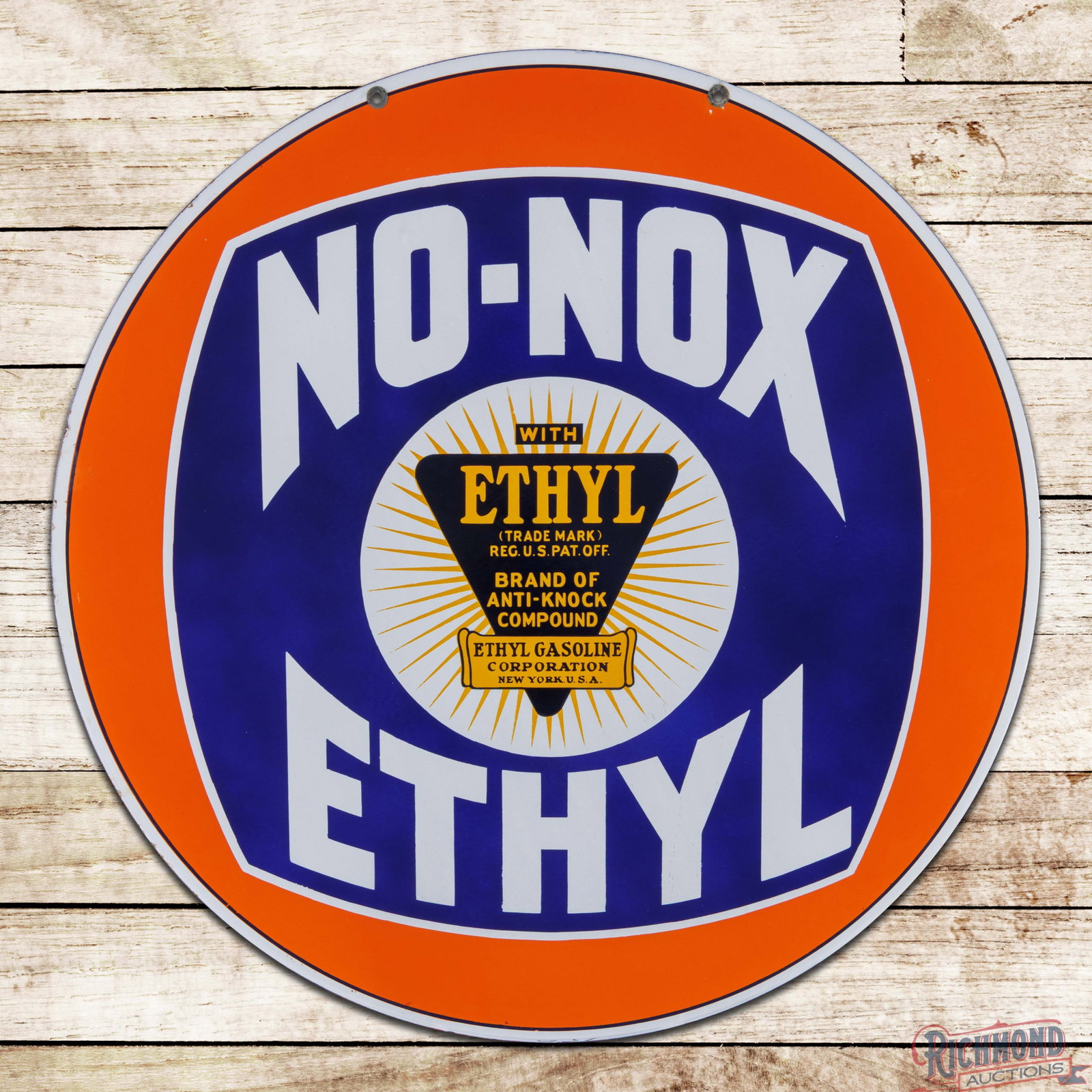 NOS Gulf No Nox Ethyl Gasoline 30" DSP Sign w/ Logo (1 of 3)