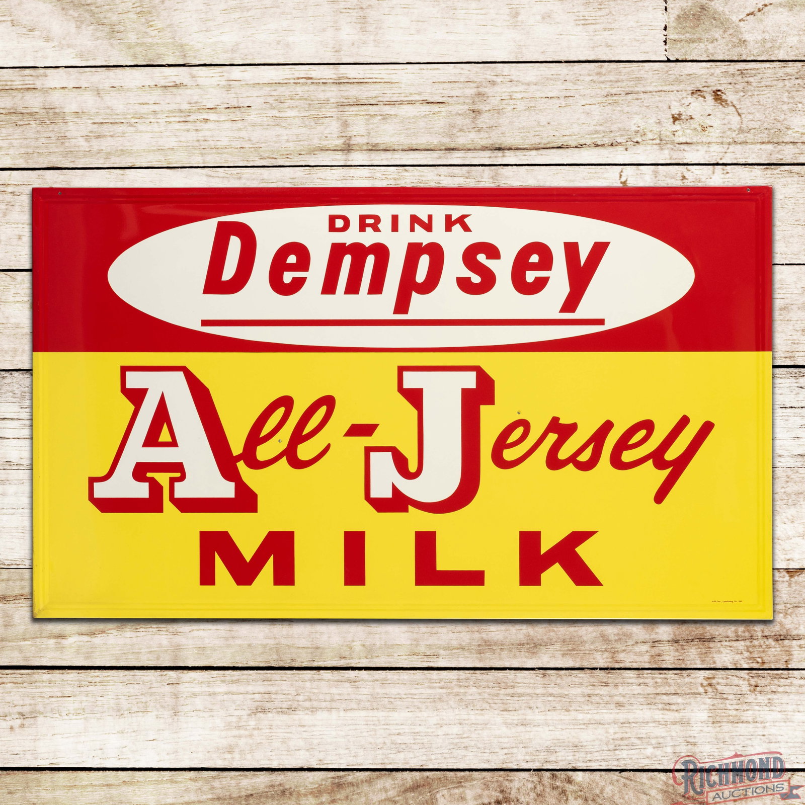 1964 Drink Dempsey All Jersey Milk SST Sign (1 of 3)