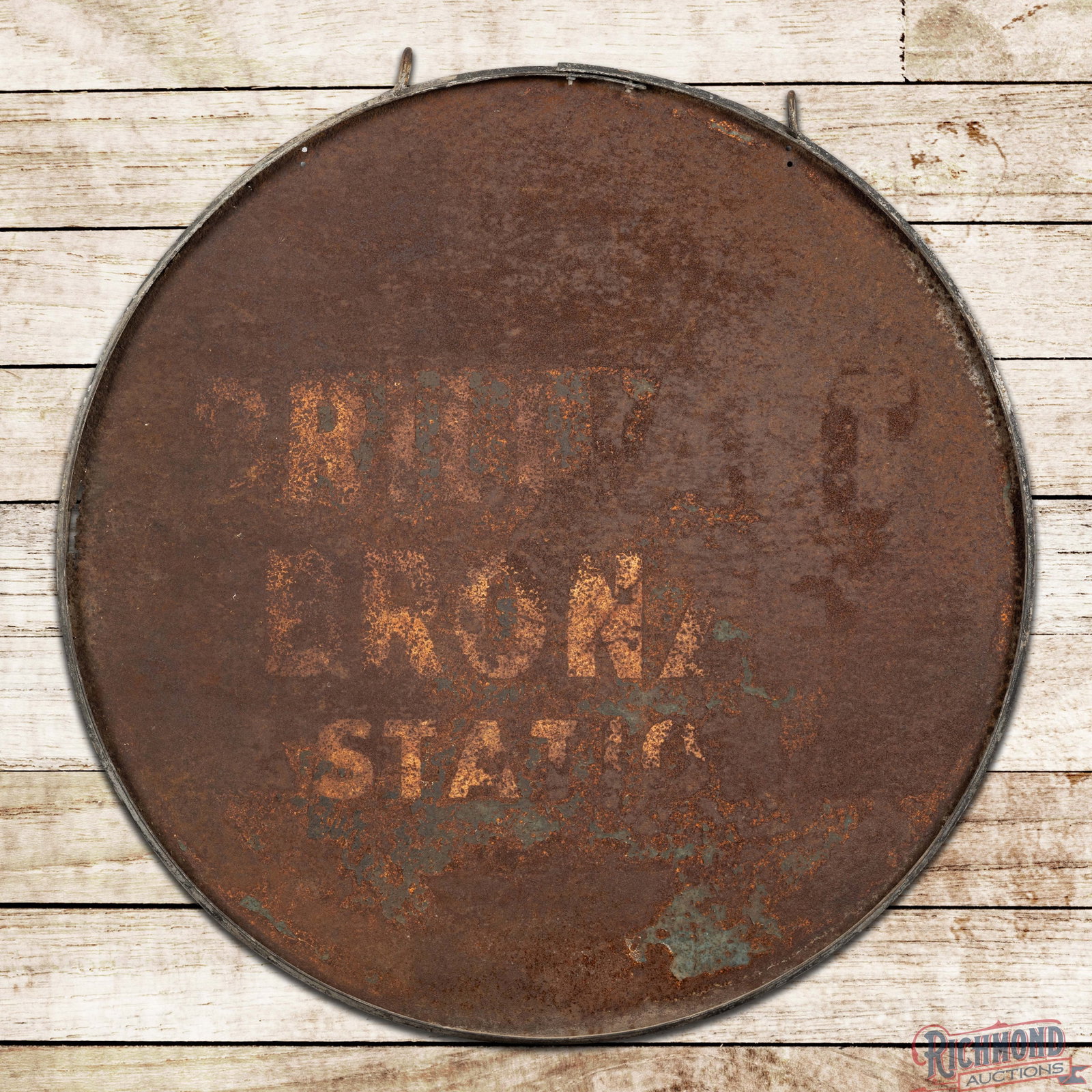 Rare Johnson Brilliant Bronze Station 46" DST Sign w/ Ring (1 of 3)