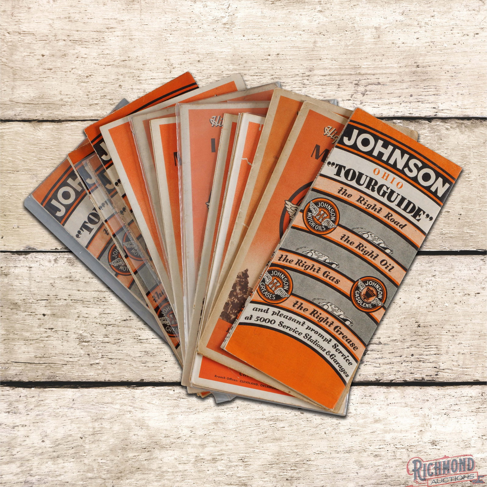 Group of 16 Johnson Oils Refining Co. Service Station Maps (1 of 3)