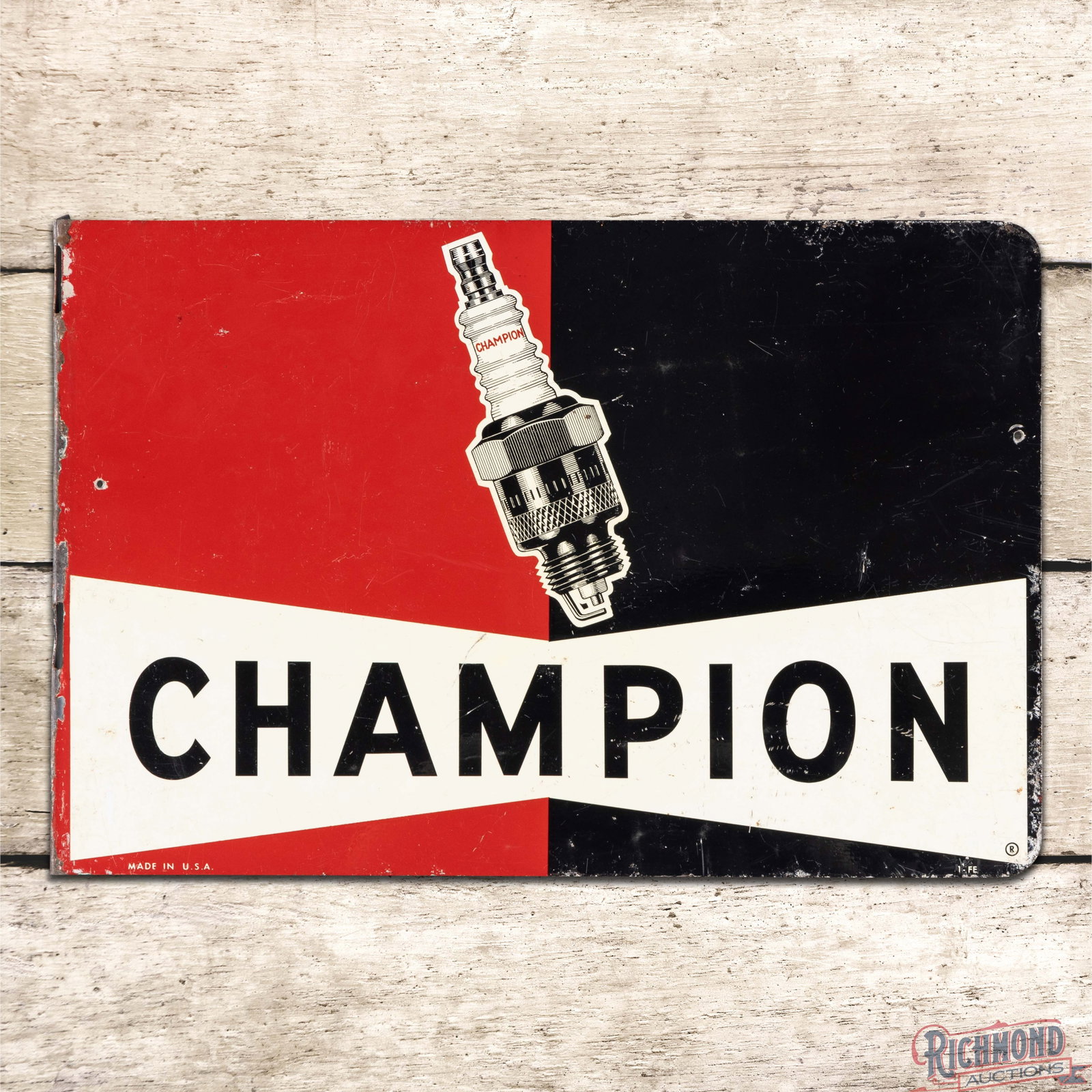 Champion Spark Plugs DST Flange Sign Rare Version w/ Plug (1 of 4)