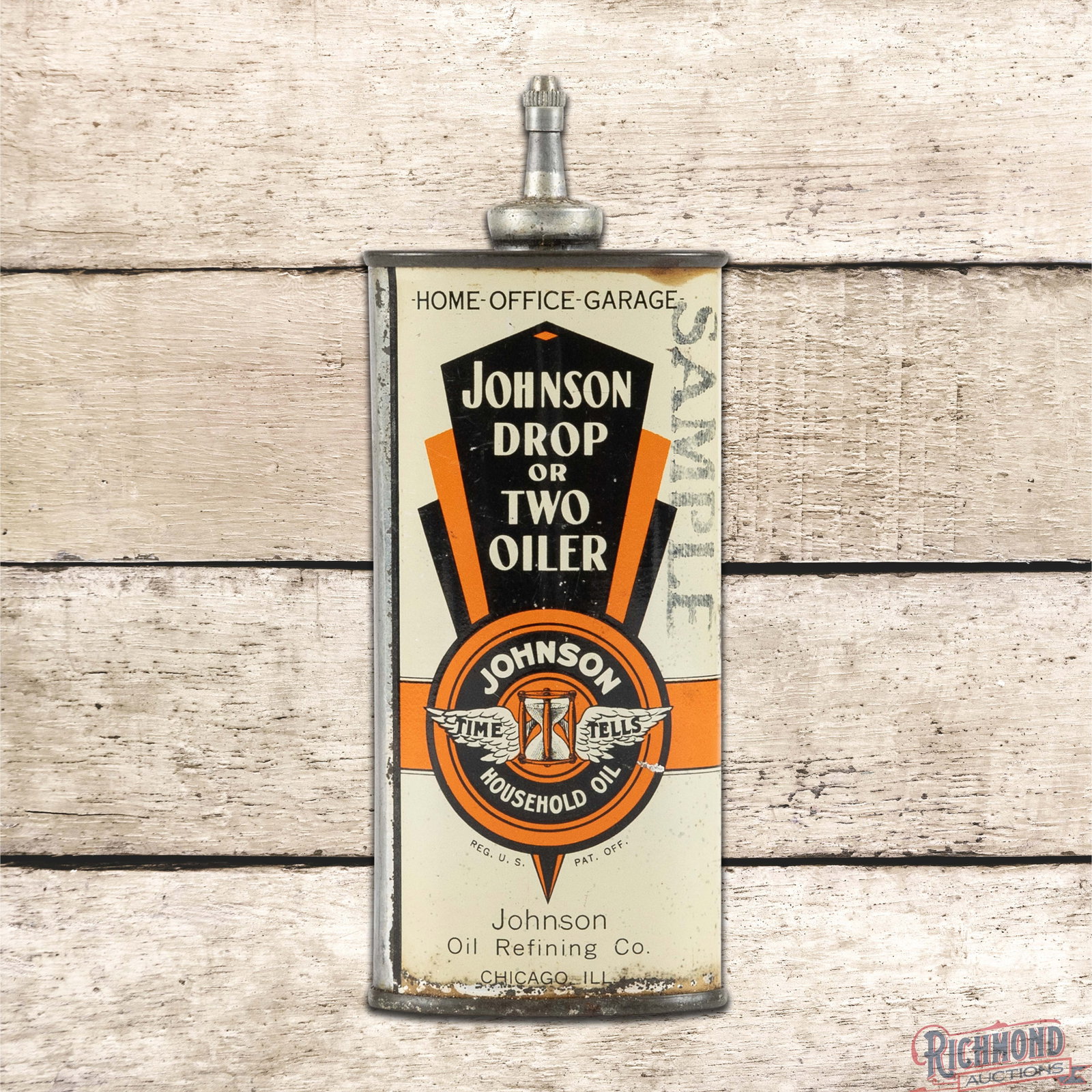 Johnson Household "Drop or Two" Lead Top Sample Handy Oiler Can w/ Logo (1 of 4)