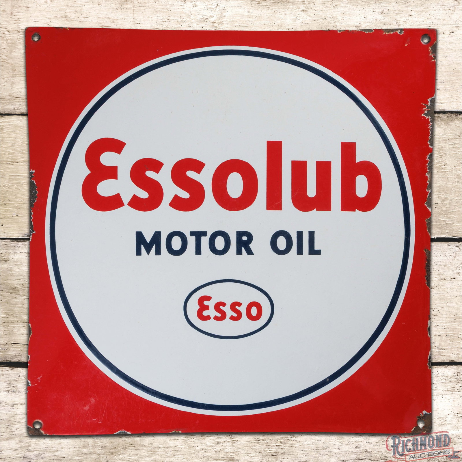Essolube Motor Oil 21.5" SSP Convex Sign w/ Logo (1 of 3)