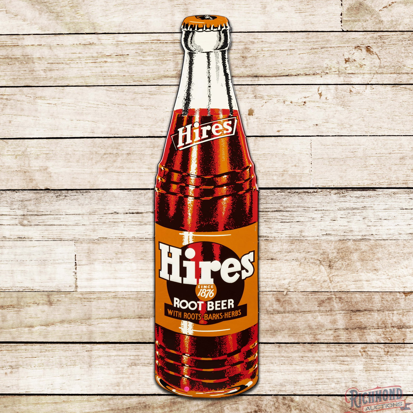 Hires Root Beer "Since 1876" Die Cut Emb. 5' SST Bottle Sign (1 of 3)