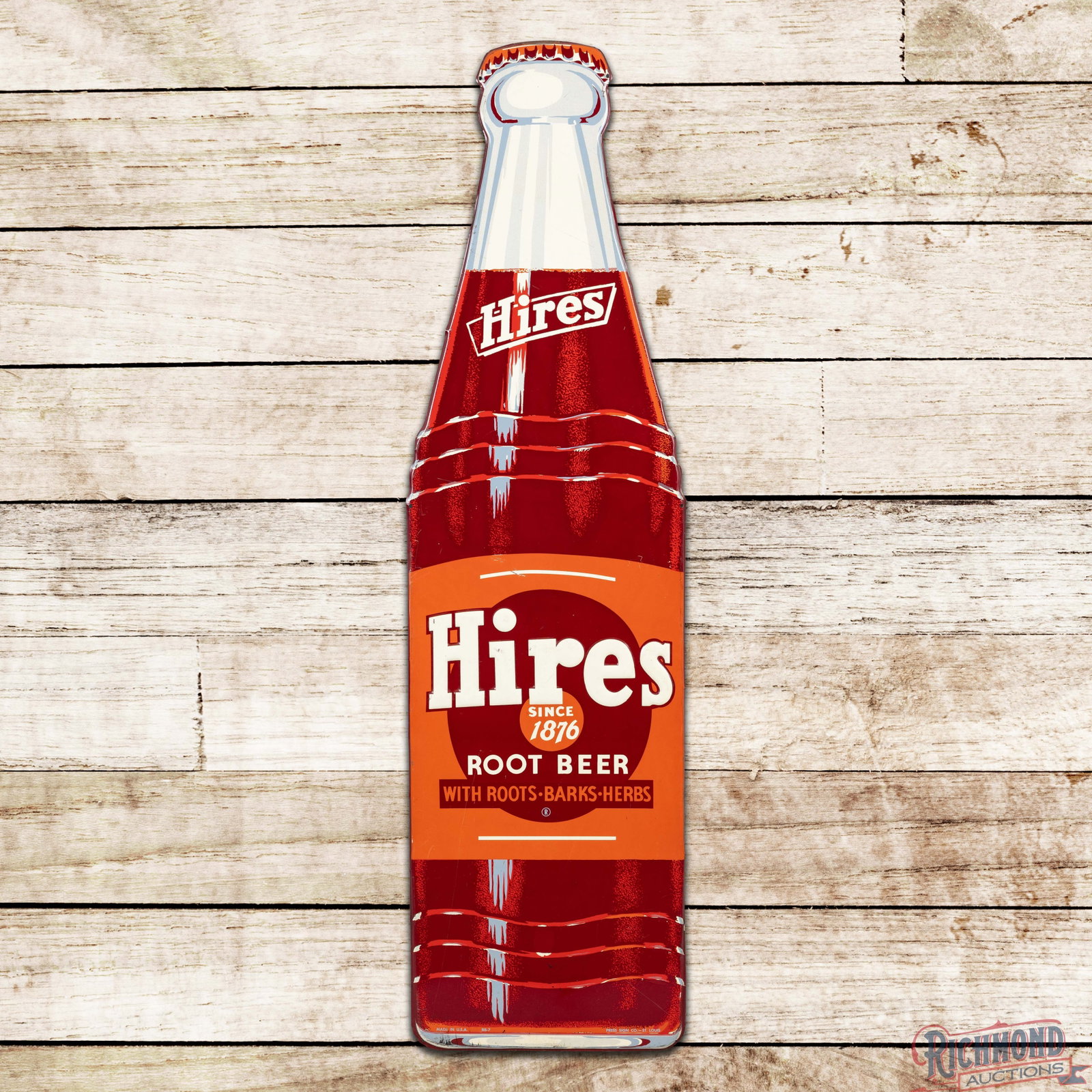 Hires Root Beer Die Cut Emb. 5' SST Bottle Sign "Since 1876" (1 of 3)