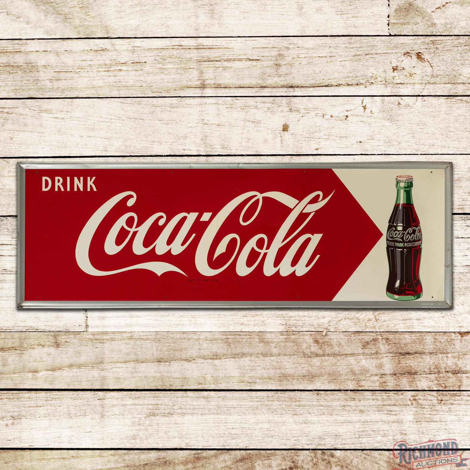 1951 Drink Coca Cola SST Sign w/ Bottle (1 of 3)