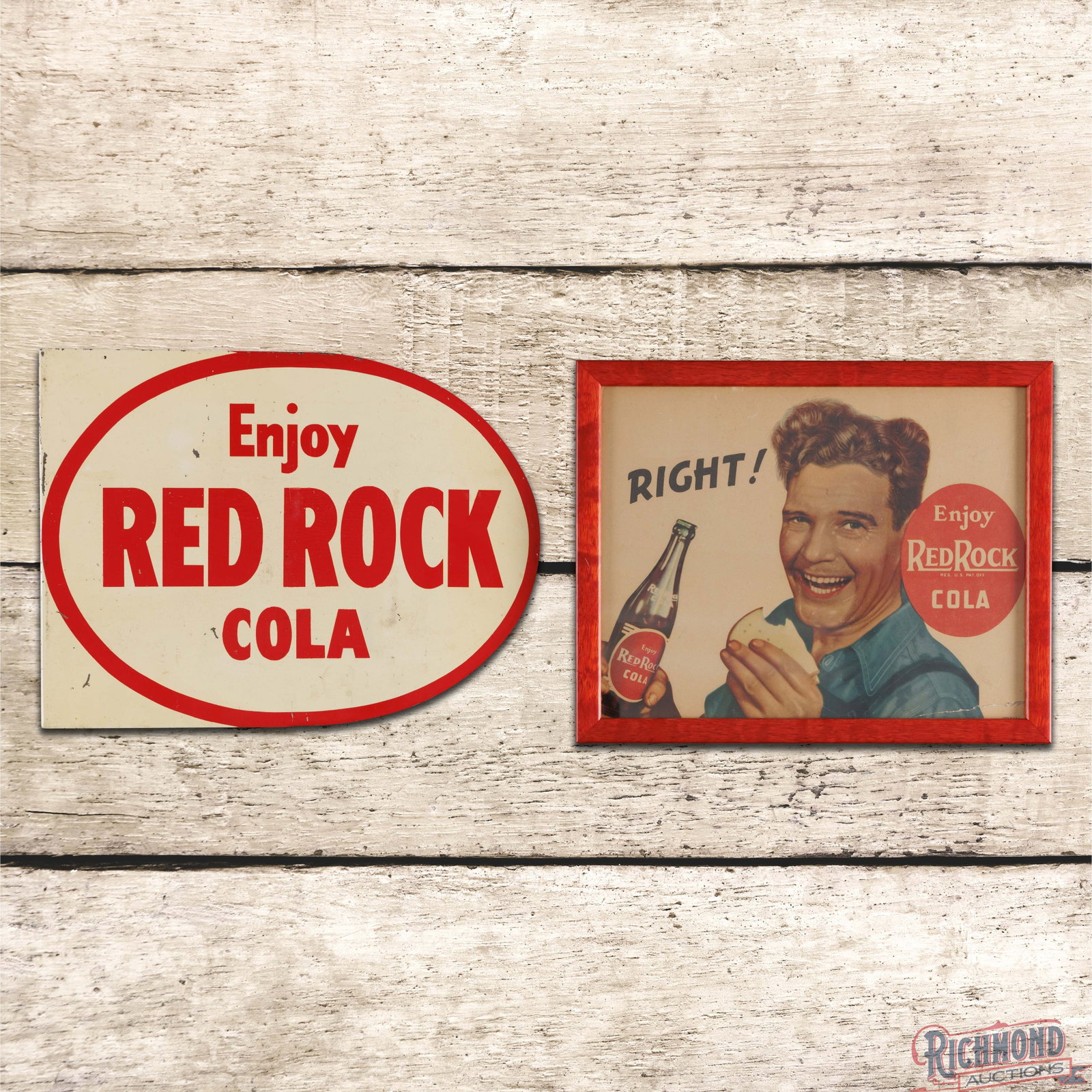 Group of 2 Enjoy Red Rock Cola DST Flange Sign & Framed SS Cardboard Sign (1 of 4)