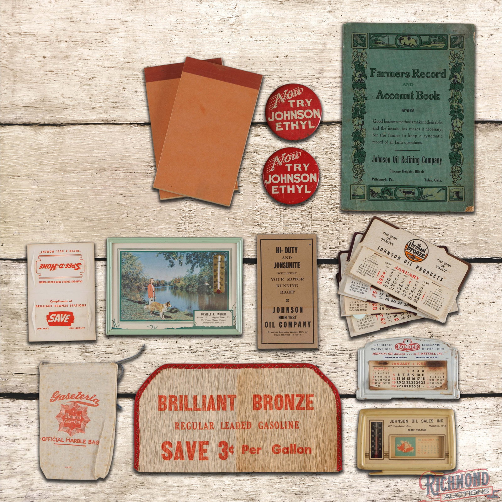 Large Group of Johnson Oil Items Calendars Thermometers & More (1 of 2)