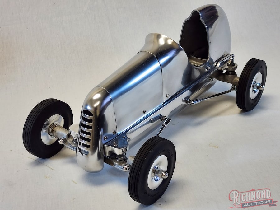 1939 Dooling Mercury Rear Drive Tether Car: Built by the Dooling Brothers of Los Angeles, California. It?s commonly known as the Rear Drive. This car is assemble with all its original parts but never received an engine. Rare to find a car like