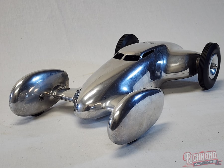 Dooling Frog Tether Car by Randy Giovenale: The artistic genius of Randy Giovenale is apparent in this interpretation of the Dooling Brothers Frog. This is a non-powered version with a beautifully polished finish. All items are guaranteed authe