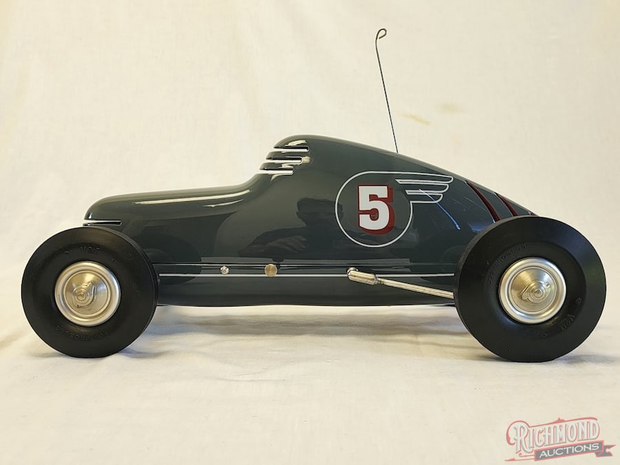 1941 Challenger Streamline Tether Car: Manufactured by Miniature Race Car Company of Santa Monica, California. Bill Atwood of Champion Products was thought to be the designer. This is a complete original, fully restored and powered by a Su