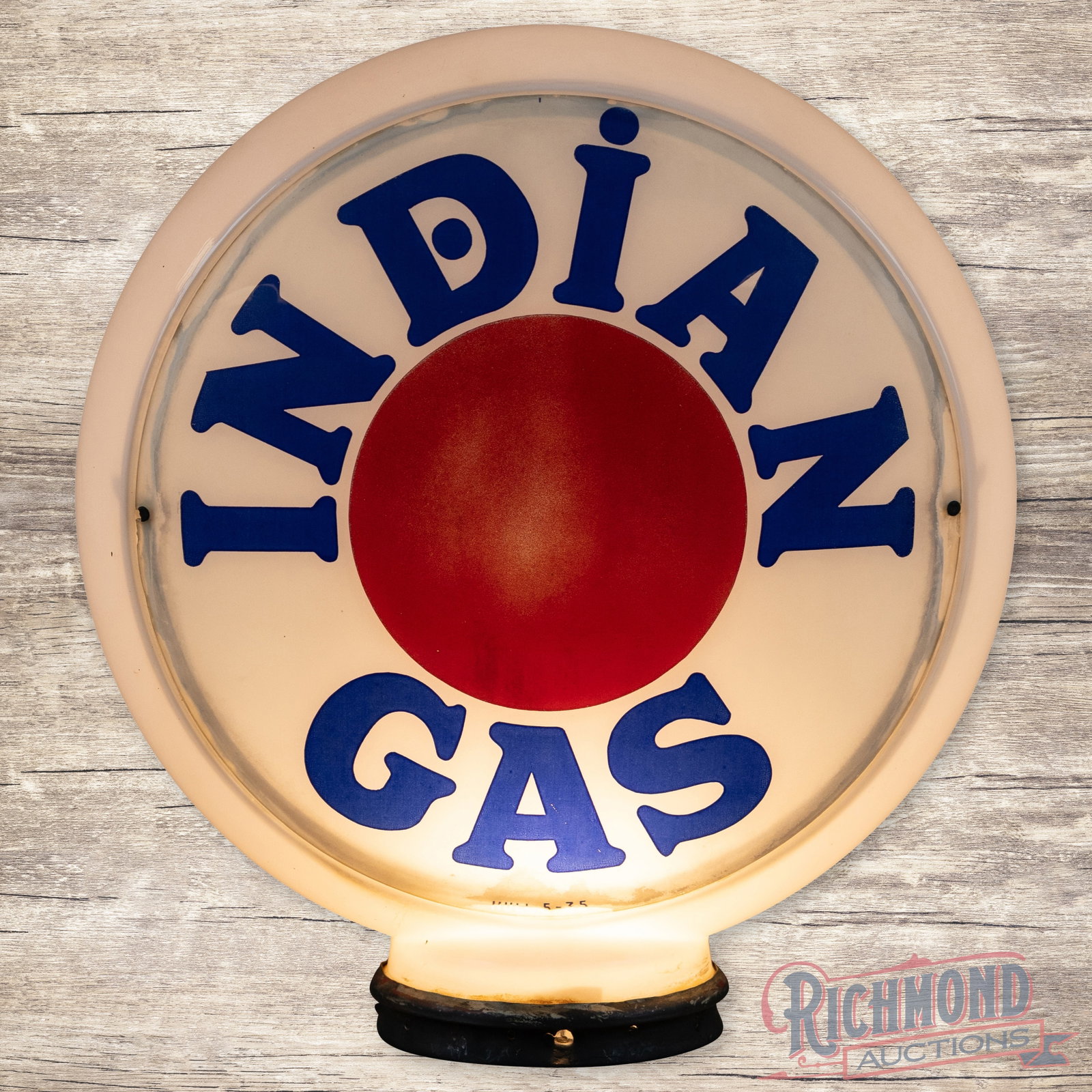 Indian Gas Globe 13.5" Lenses On Hull Glass Body (1 of 6)