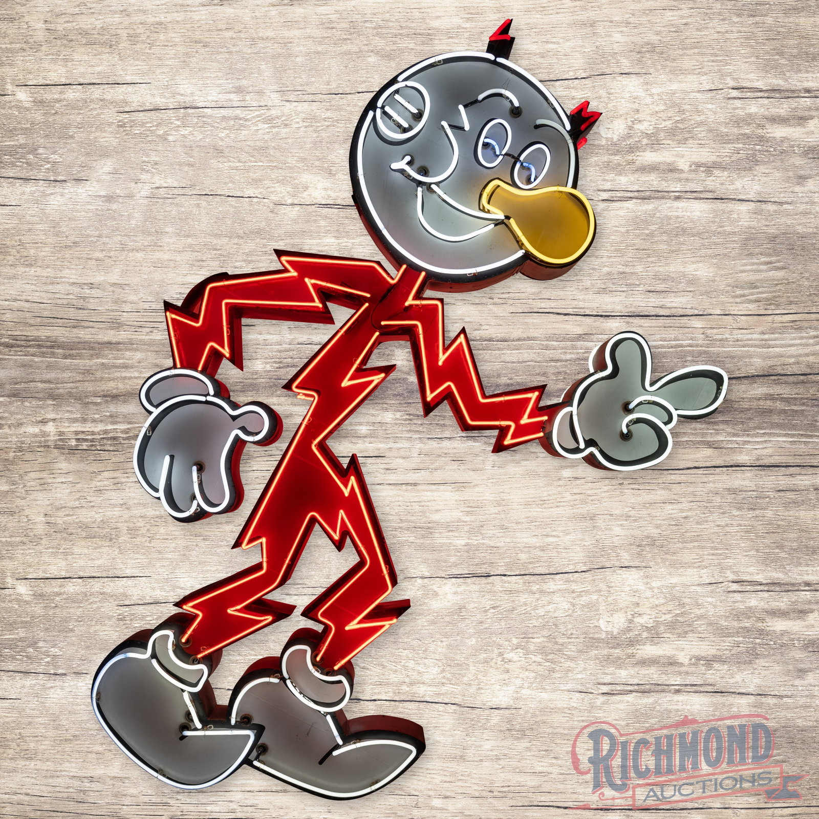 Reddy Kilowatt 7' Die Cut Figural Double Sided Tin Factory Neon Sign (1 of 6)