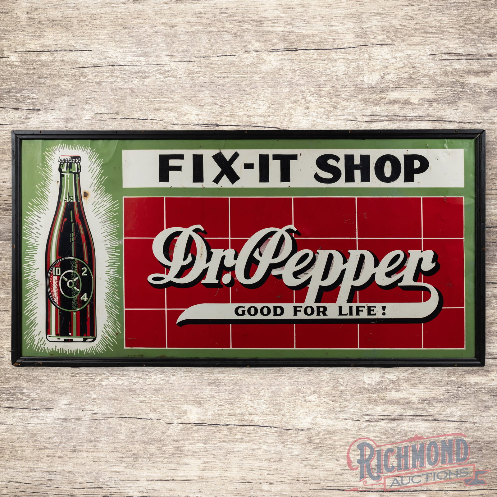 Rare Dr. Pepper Good for Life! 8' Single Sided Tin Sign w/ Bottle "Large" (1 of 3)