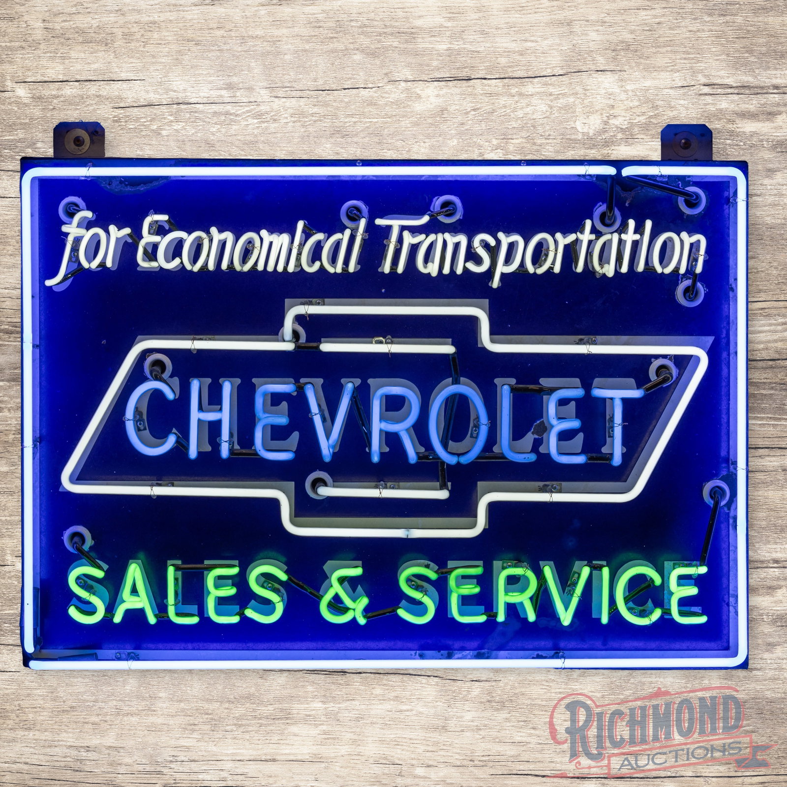 Chevrolet Sales & Service For Economical Transportation Single Sided Porcelain Neon Sign (1 of 4)