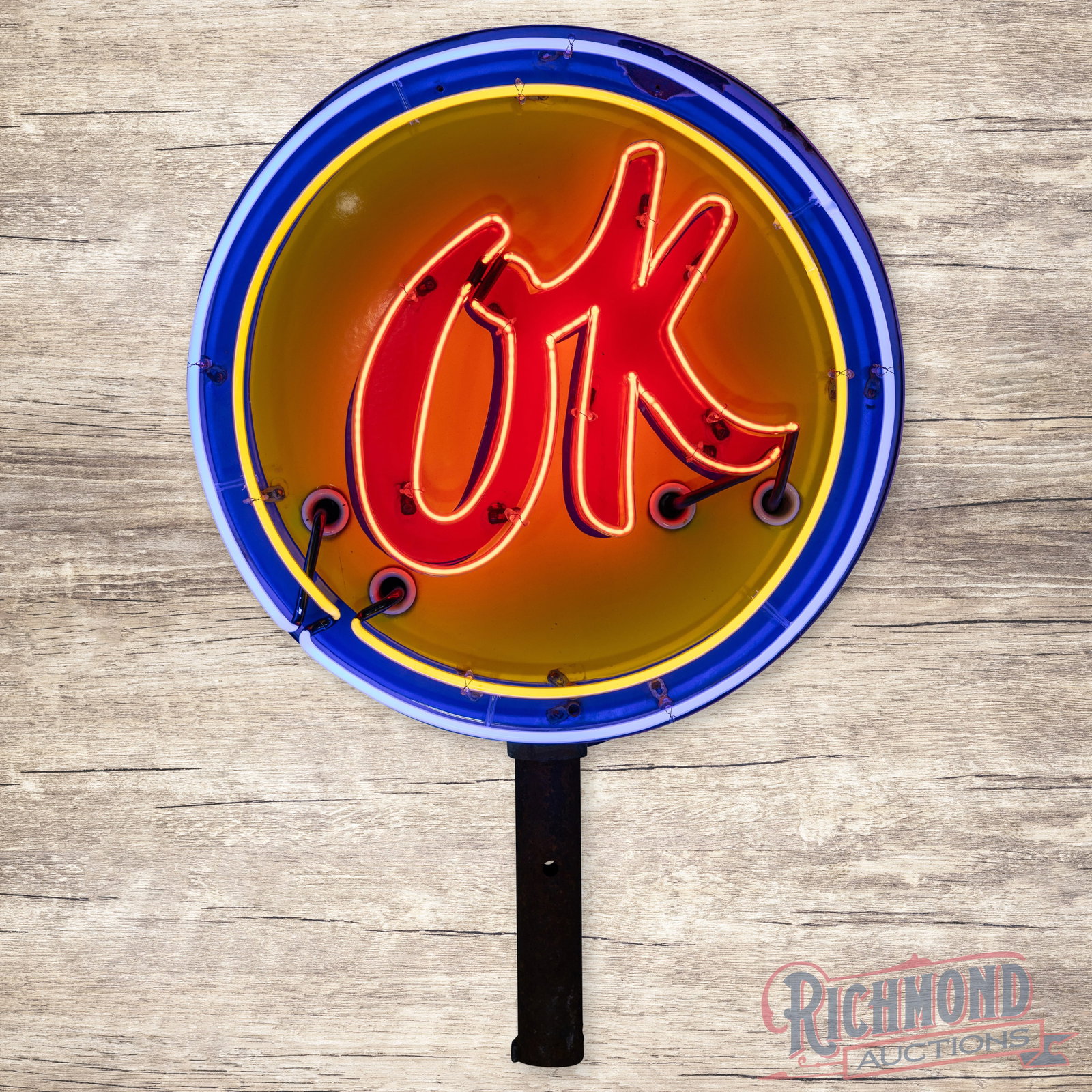 Chevrolet OK 24" Single Sided Porcelain Factory Neon Sign (1 of 4)
