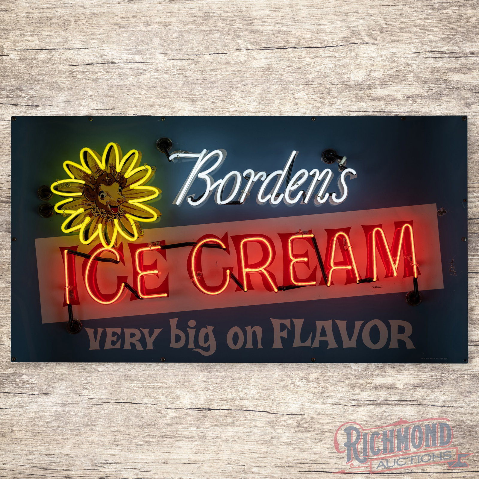 Borden's Ice Cream Very Big on Flavor Single Sided Tin Neon Sign (1 of 4)