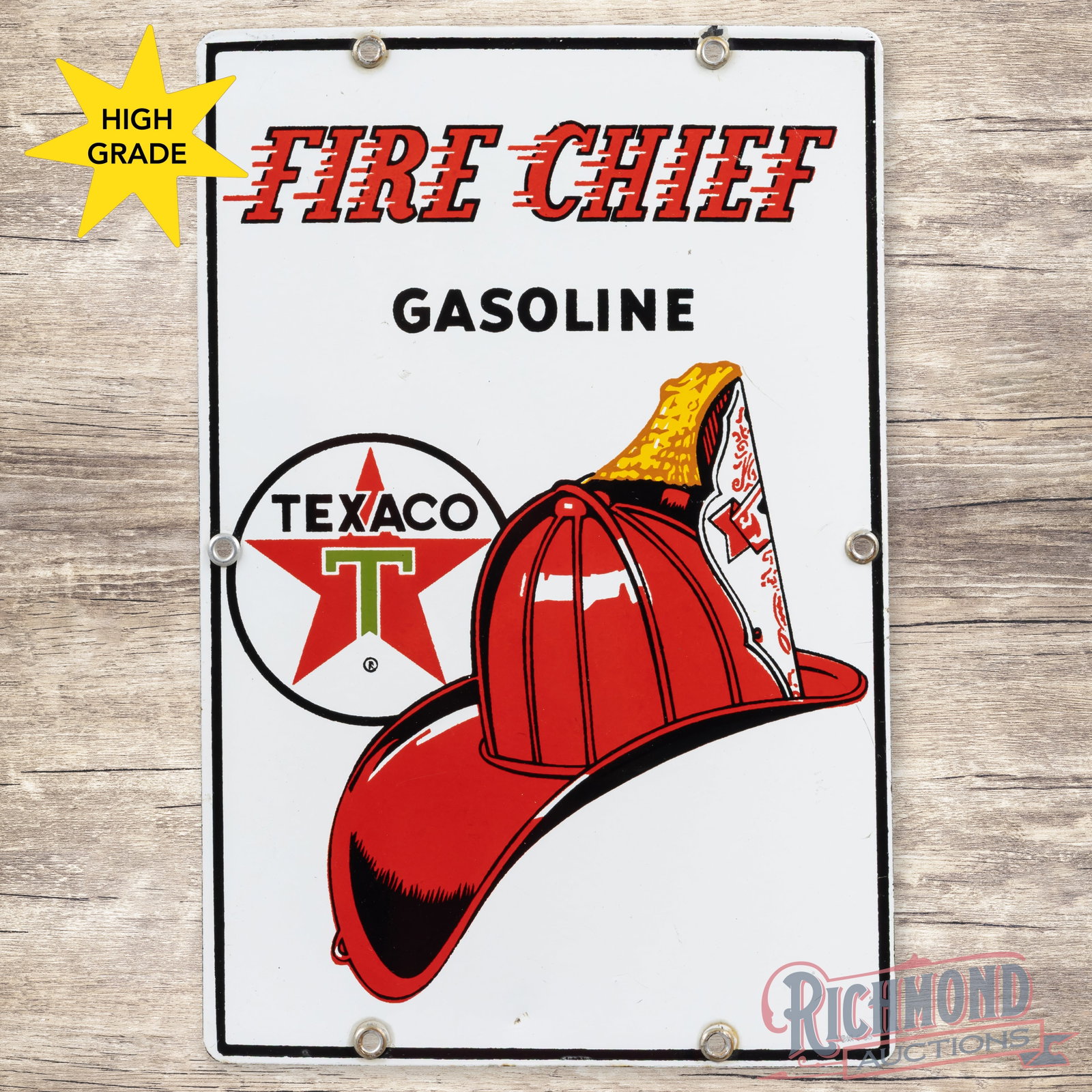 1965 Texaco Sky Chief Gasoline Single Sided Porcelain Pump Plate Sign "Small" (1 of 3)