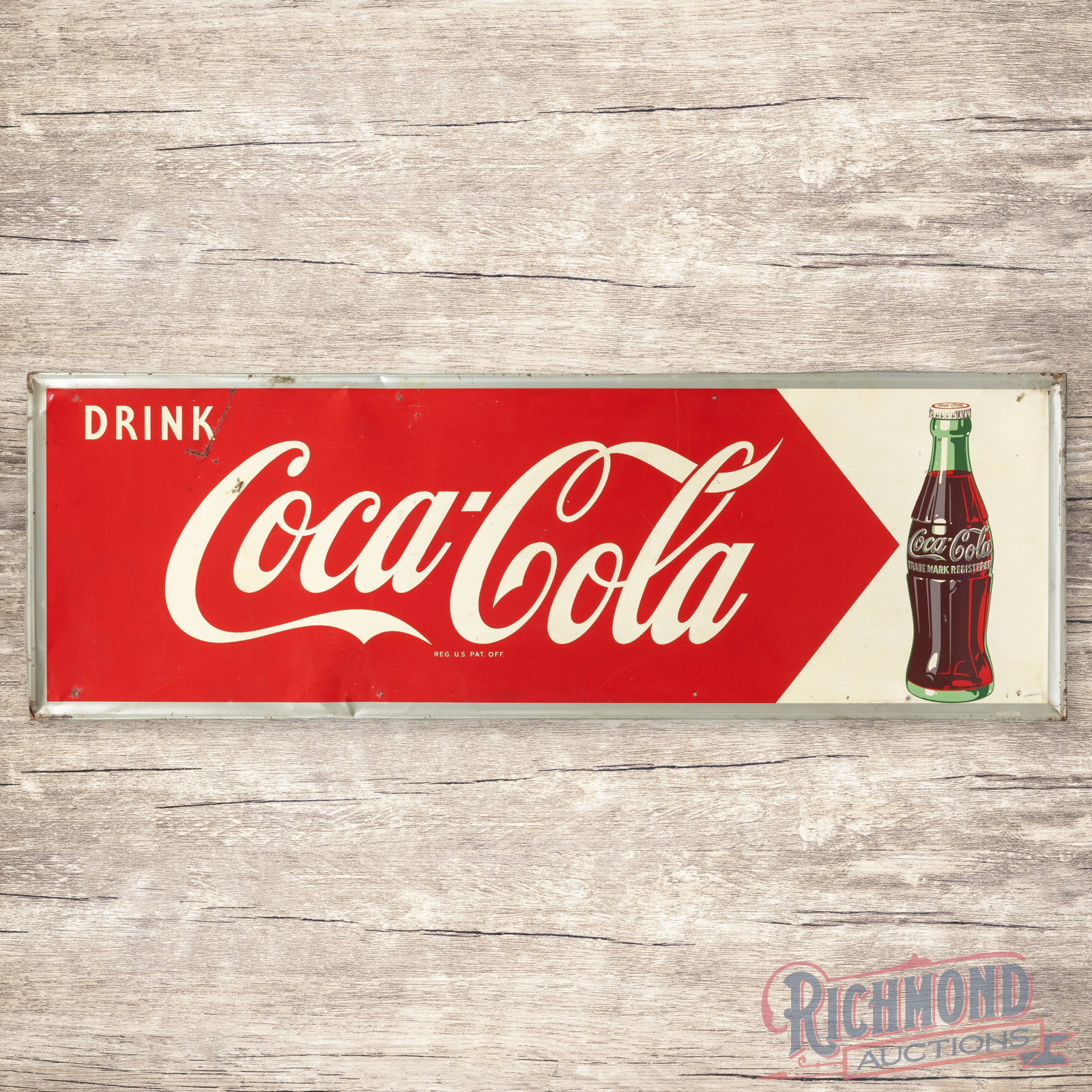 Drink Coca Cola 54" Single Sided Tin Sign w/ Bottle (1 of 3)