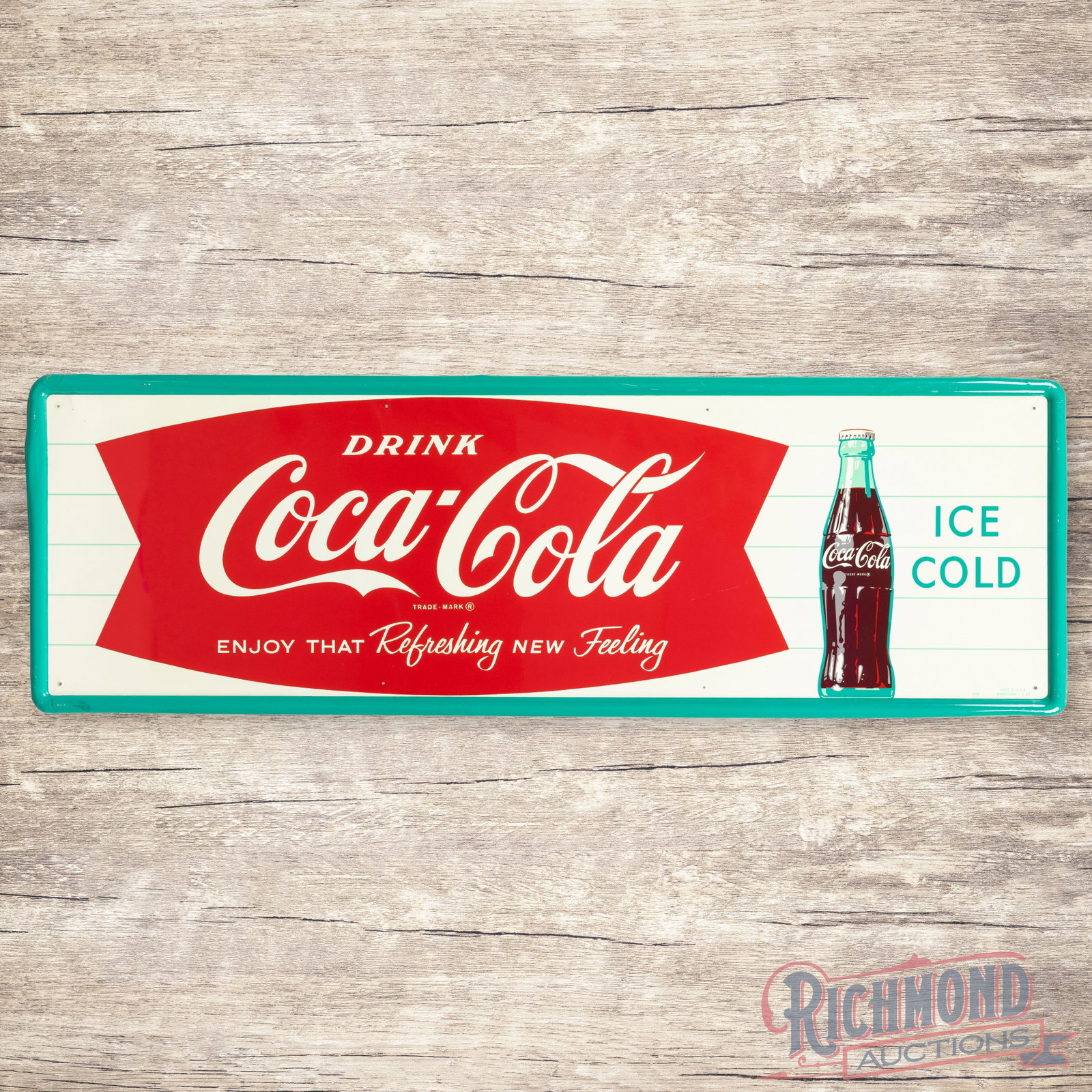 Drink Coca Cola Ice Cold Enjoy that Refreshing New Feeling 54" Single Sided Tin Sign (1 of 3)