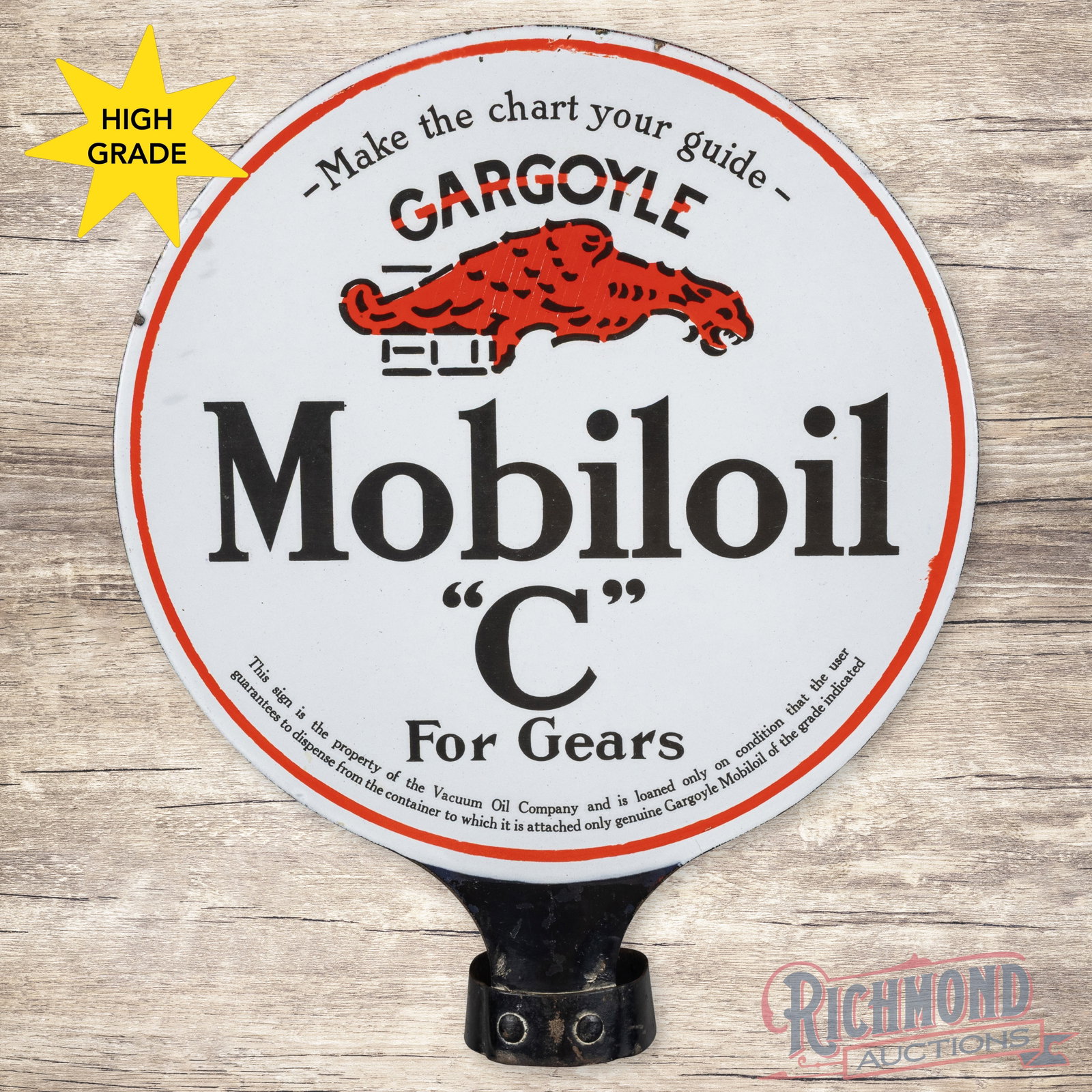 Gargoyle Mobiloil "C" for Gears Double Sided Porcelain Paddle Sign (1 of 4)