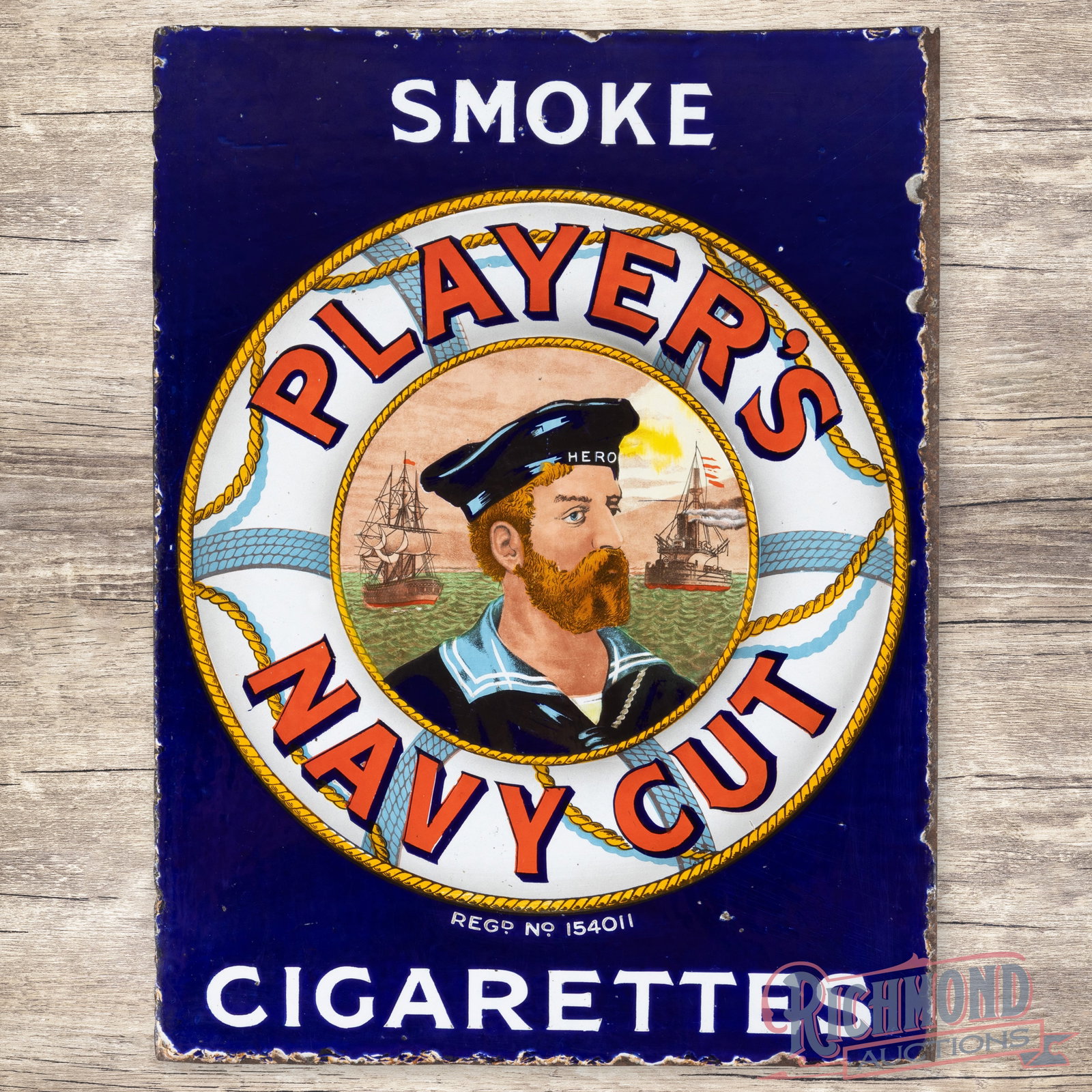 Smoke Player's Navy Cut Cigarettes Double Sided Porcelain Flange Sign (1 of 4)