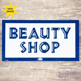 NOS Beauty Shop Marvy Double Sided Porcelain Flange Sign