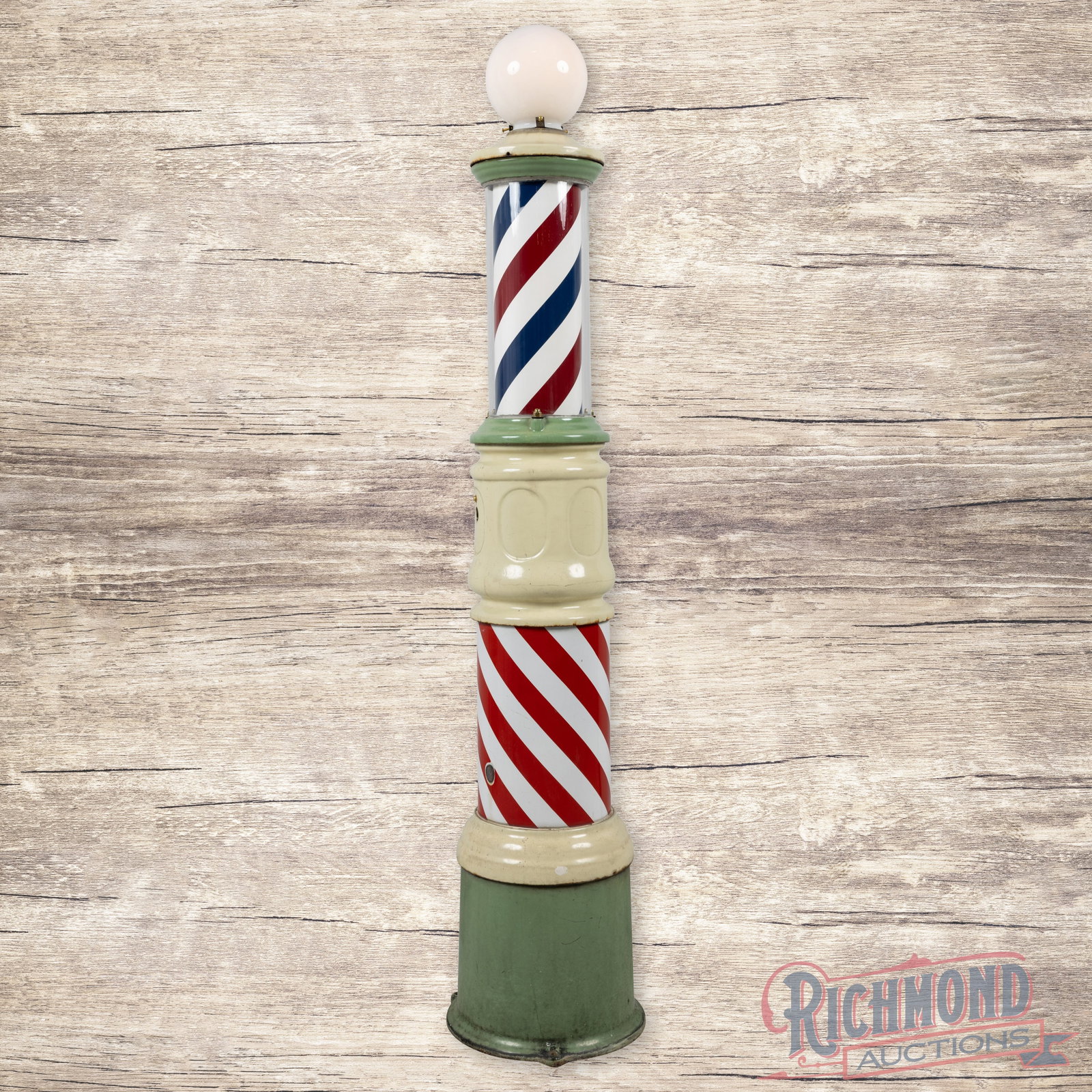 Paider Revolving Lighted Ornate Porcelain Barber Shop Pole (1 of 5)