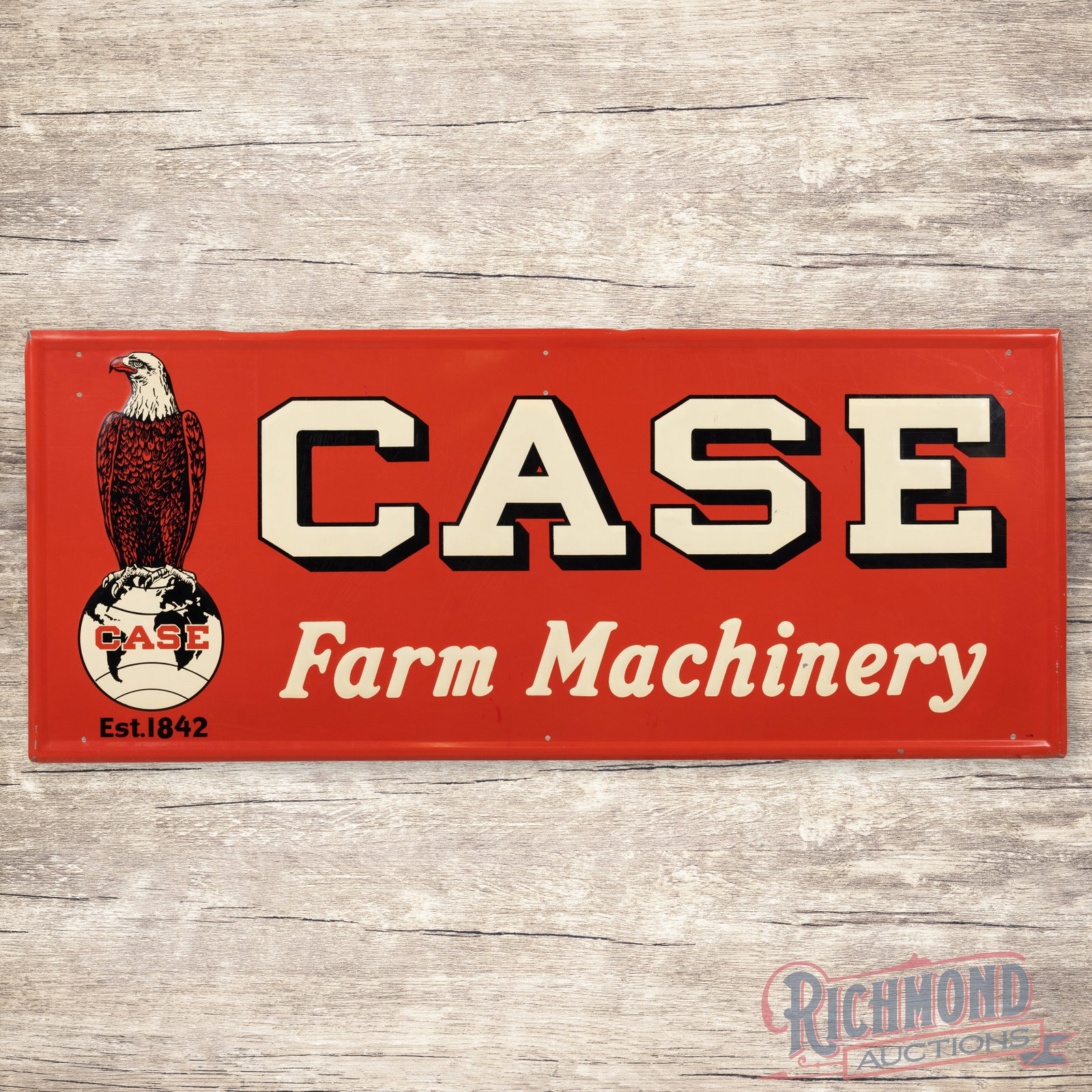 Case Farm Machinery 6' Emb. Single Sided Tin Sign w/ Abe (1 of 3)