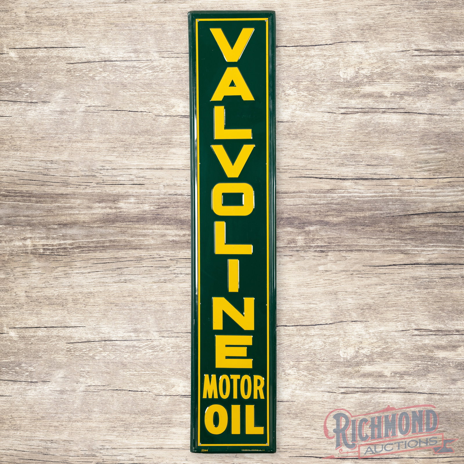 1949 Valvoline Motor Oil 5' Emb. Single Sided Tin Sign (1 of 3)