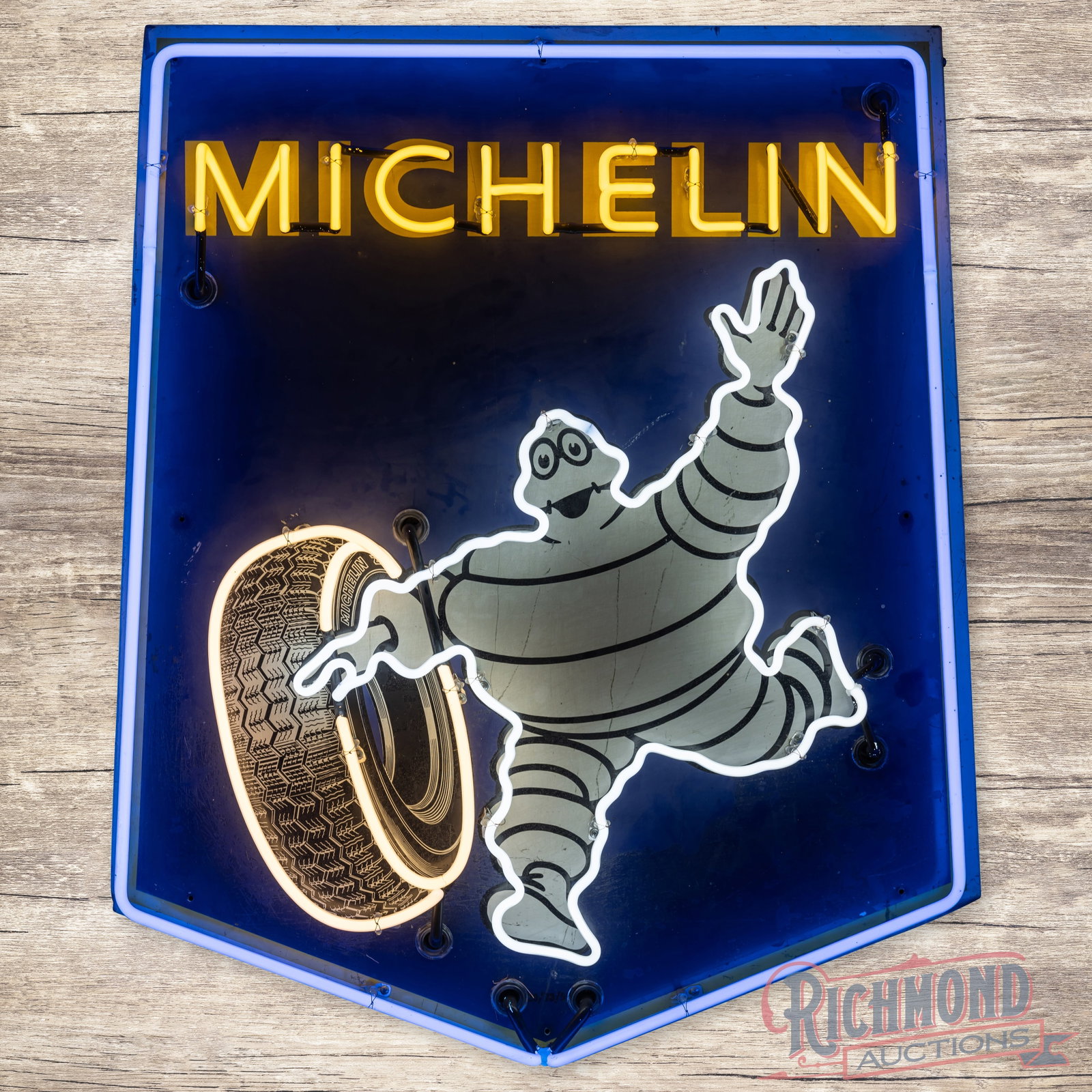 Michelin Tires 42" Single Sided Tin Neon Sign w/ Bibendum & Tire (1 of 4)