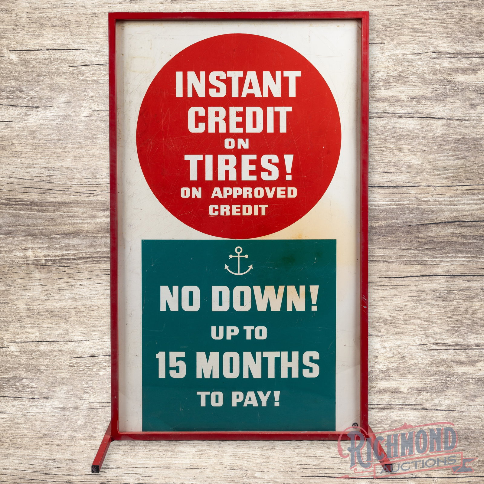 Harbor Petroleum Lubrication and Tires Double Sided Tin Curb Sign w/ Anchor Logo (1 of 3)