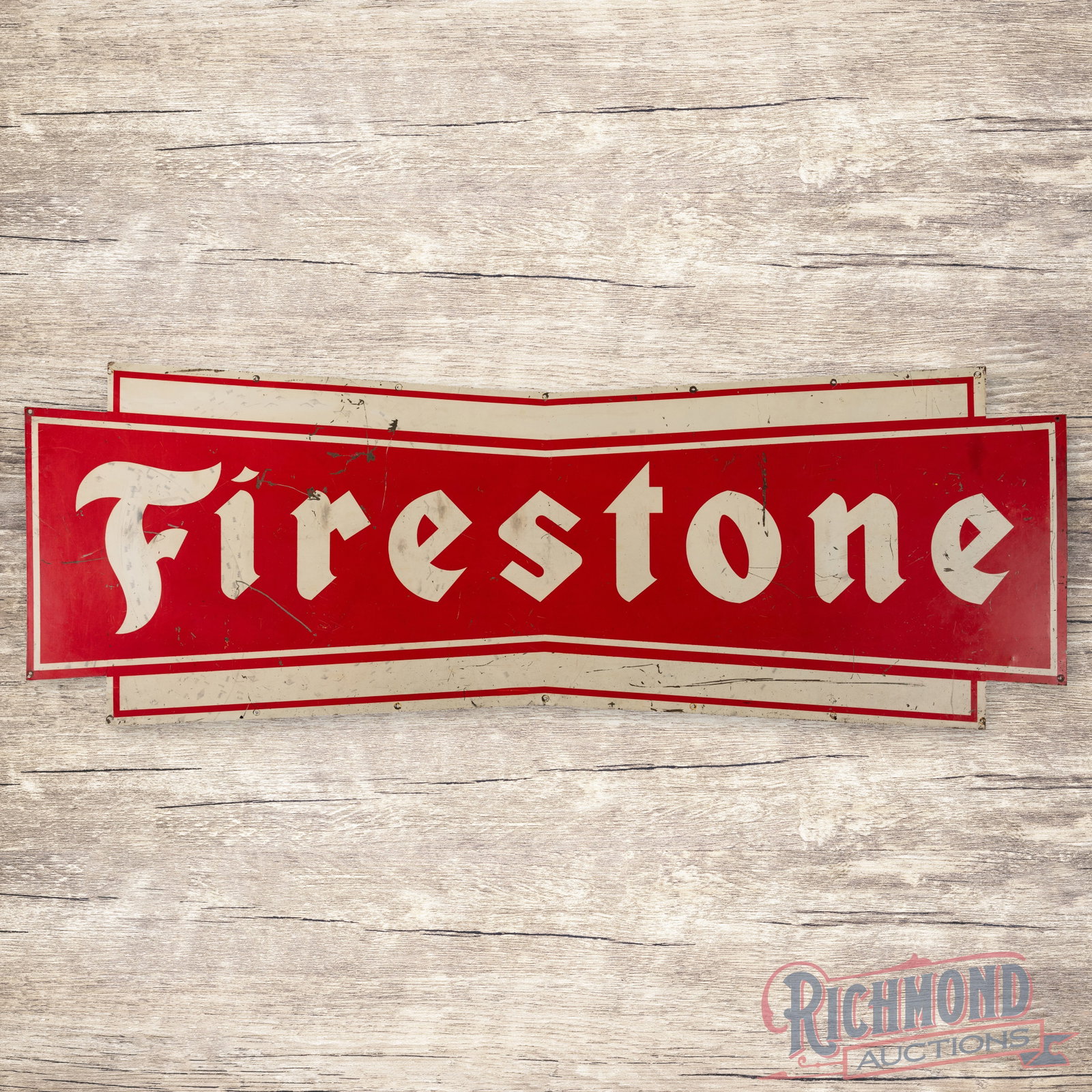 7' Die Cut Single Sided Tin Firestone Tires Sign (1 of 3)