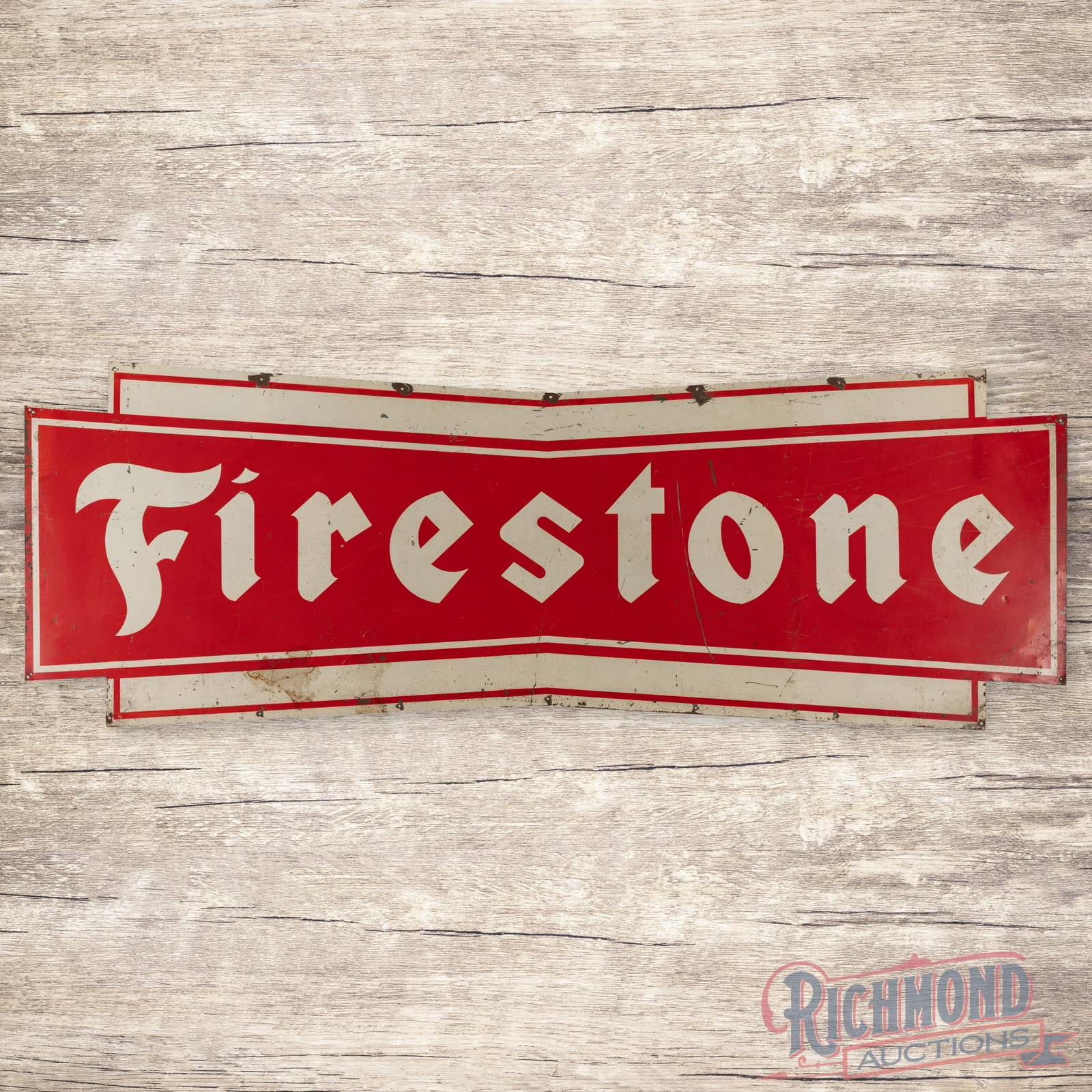 7' Die Cut Single Sided Tin Firestone Tires Sign (1 of 3)