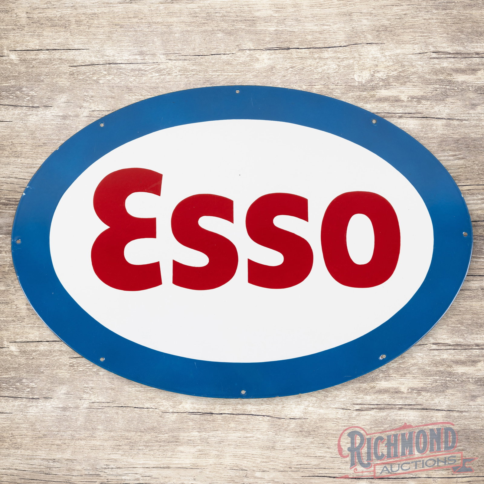Esso Gasoline Oval Single Sided Porcelain Sign (1 of 3)