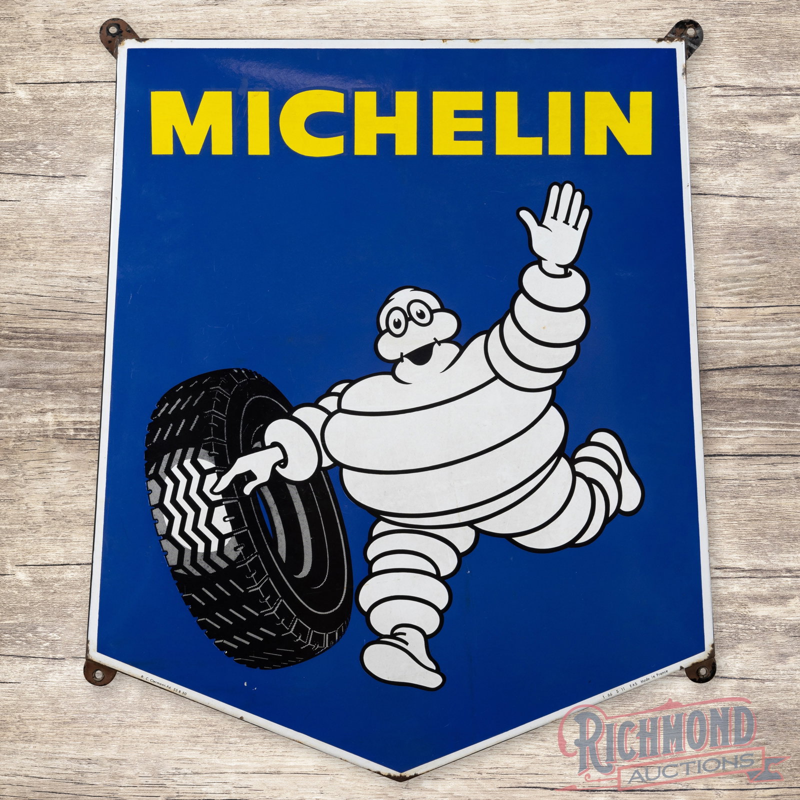 Michelin Tires Rolled Edge Single Sided Porcelain Sign With Bibendum French (1 of 3)