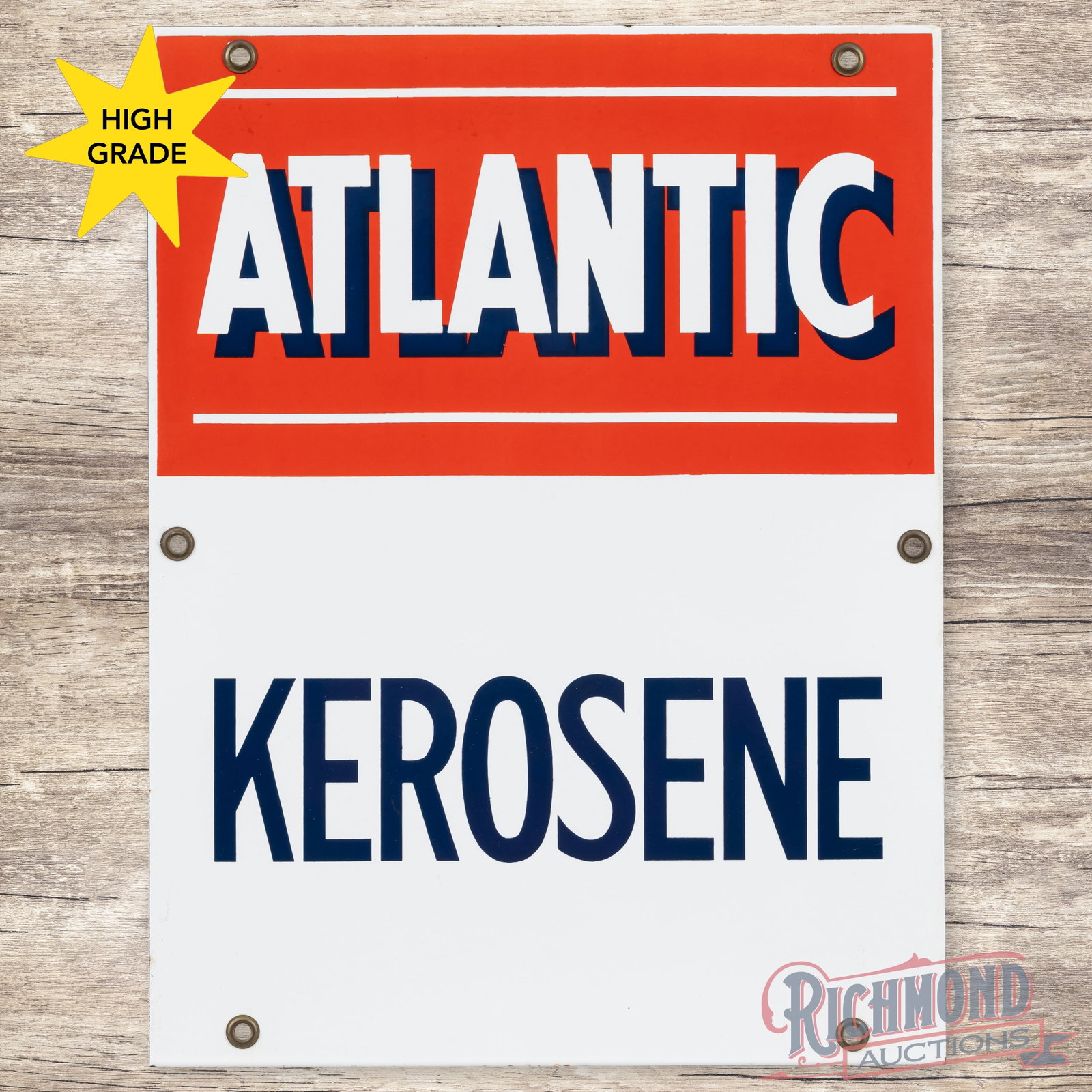 Atlantic Kerosene Single Sided Porcelain Gas Pump Plate Sign (1 of 3)