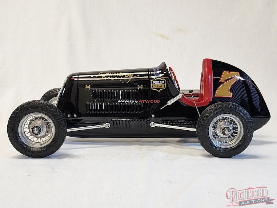 1946 King Car Tether Car by Farrell Bird: The King Car was originally produced in Australia. These cars were built to compete with the Dooling Mercury Rear Drive. This outstanding example was built by world known tether car builder Farrell