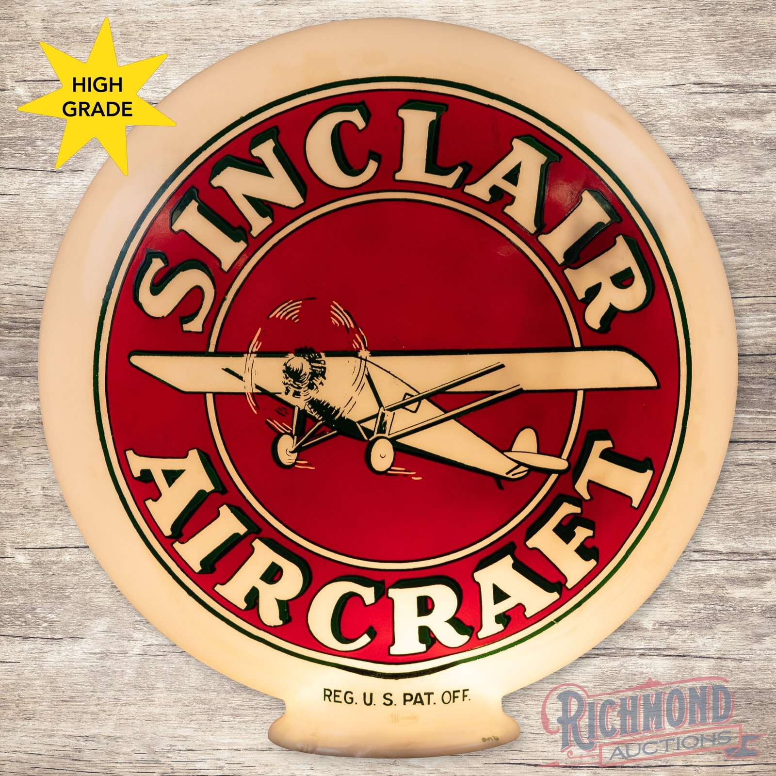 Rare Sinclair Aircraft OP Glass Gas Pump Globe (1 of 6)