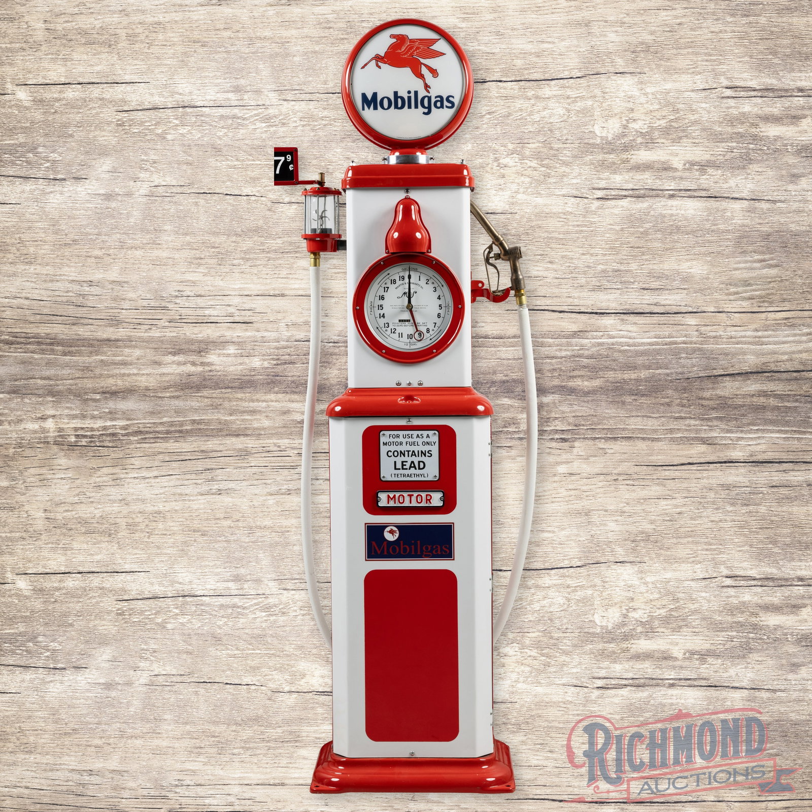 Martin & Schwarts Model #129 Clockface Gas Pump Professionally Restored Mobilgas (1 of 7)